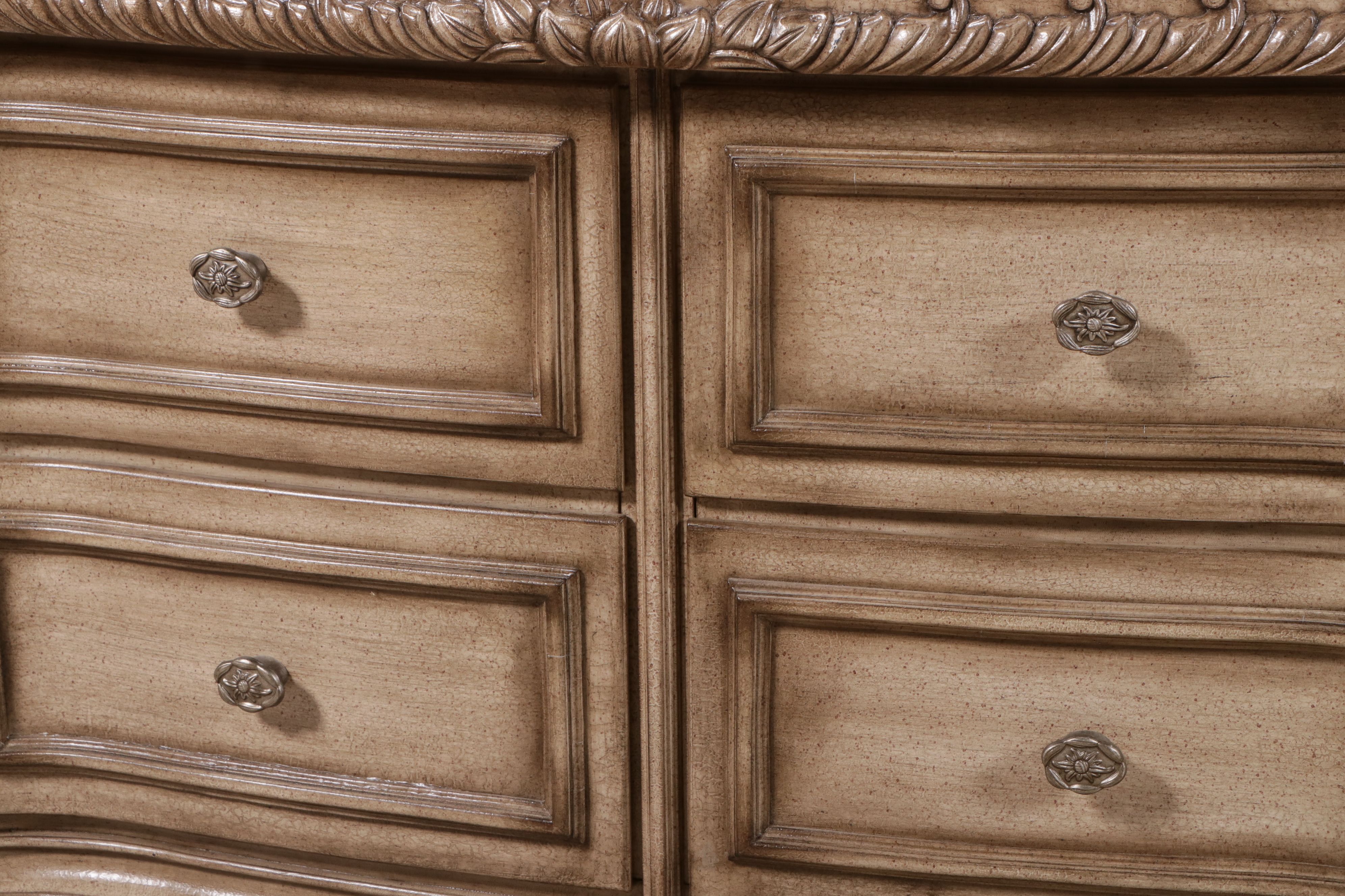 Baroque Style Carved Wood Glass Front China Cabinet