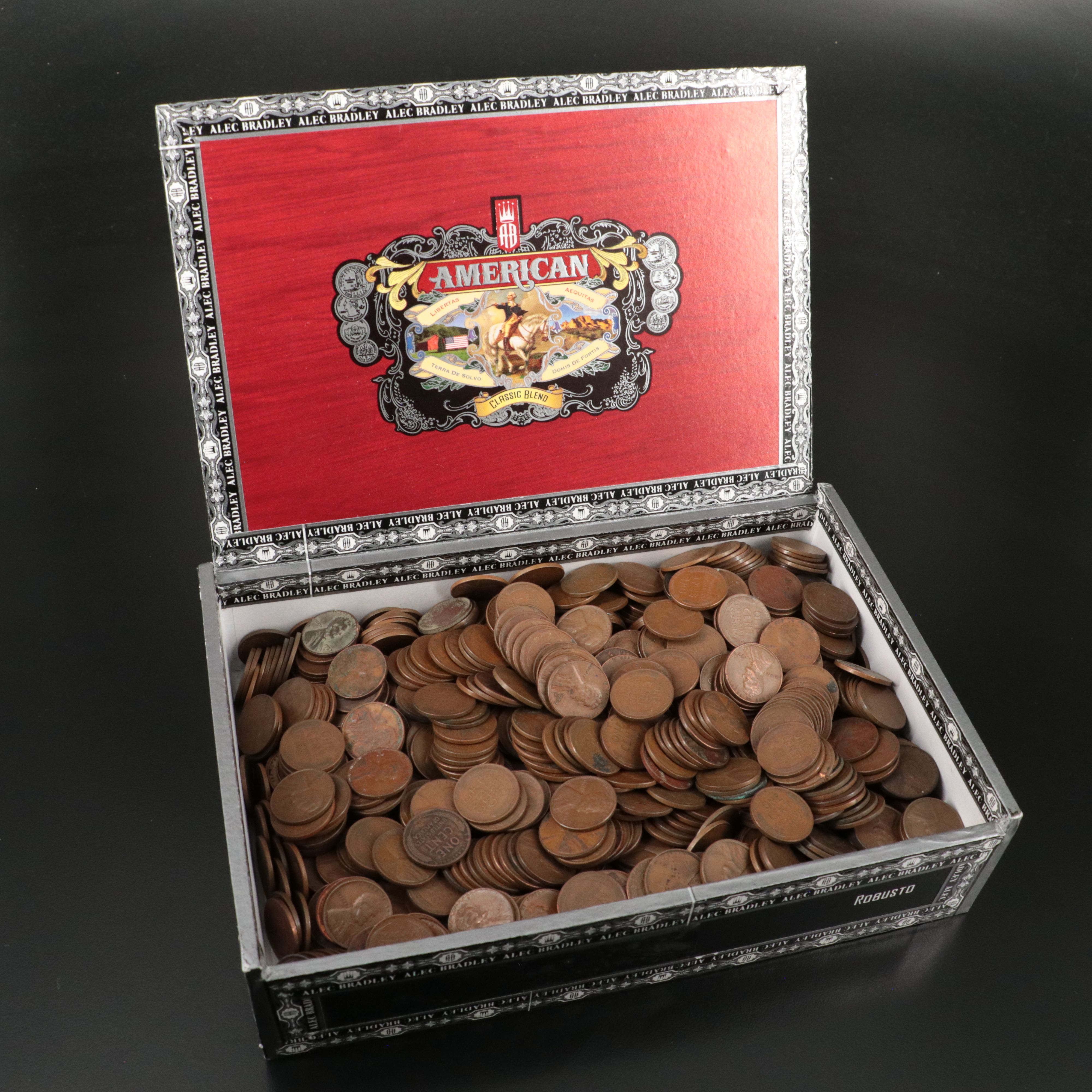 Collection of 1025 Wheat Cents from the 1940s and 1950s