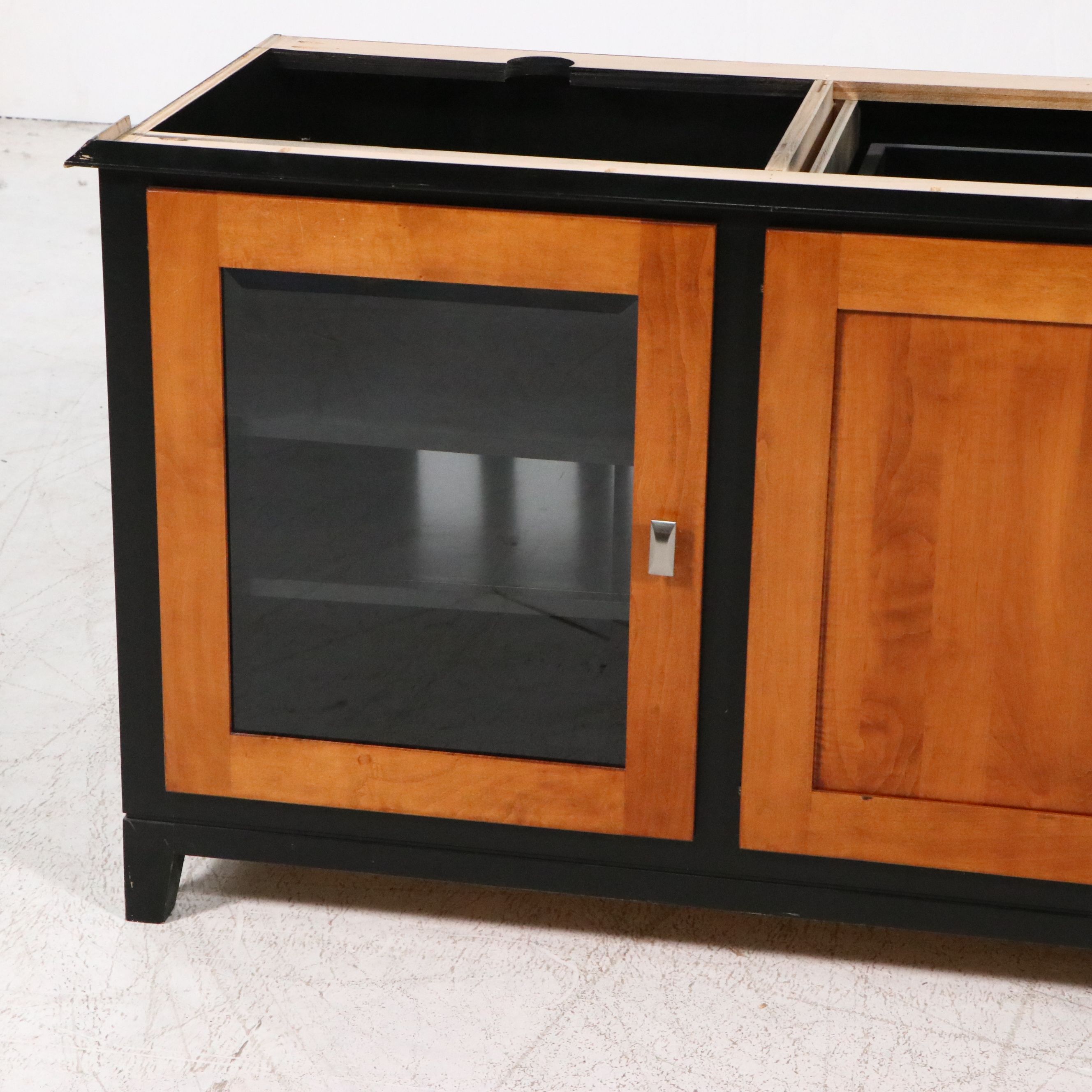 Contemporary Shaker Style Two-Tone Wooden China Cabinet