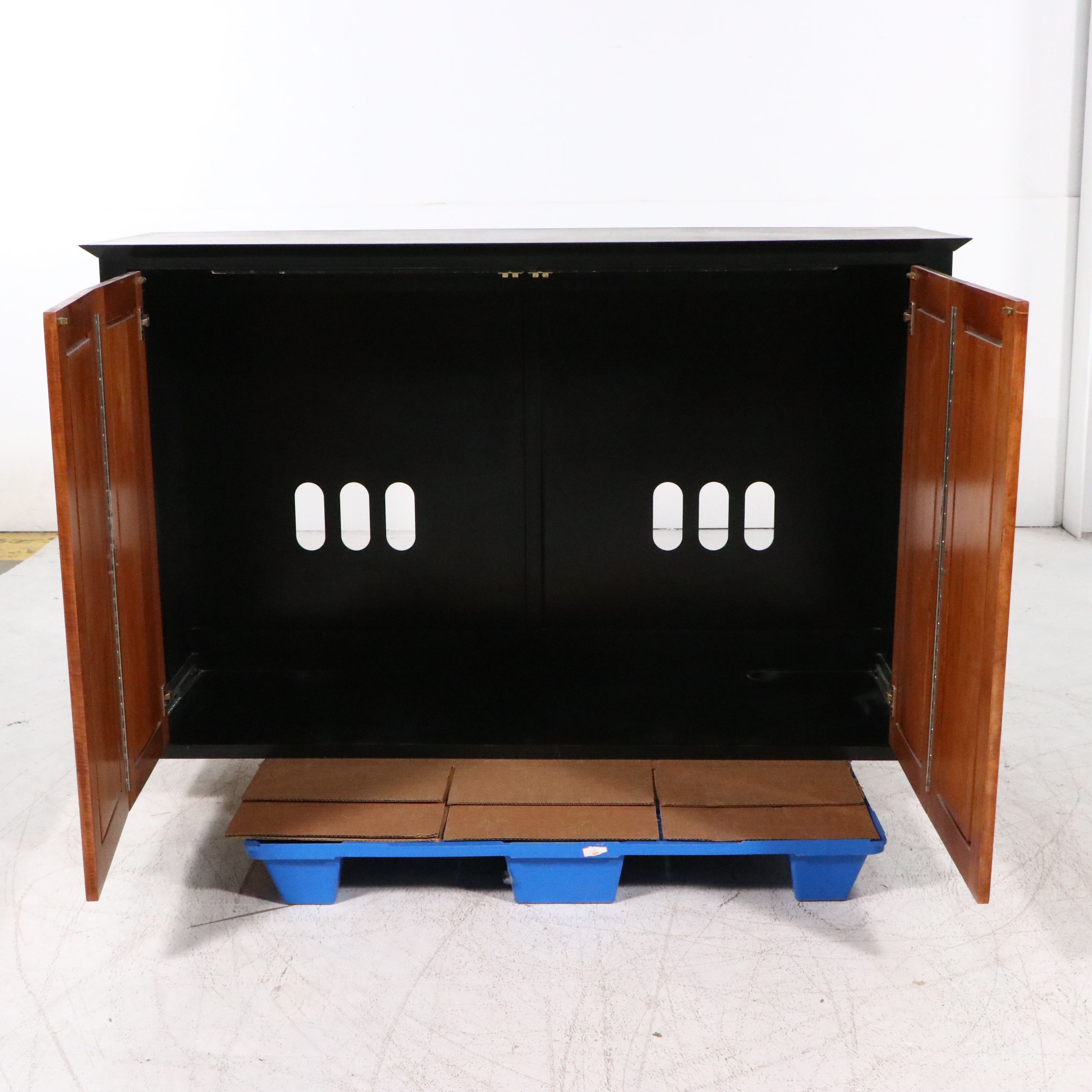 Contemporary Shaker Style Two-Tone Wooden China Cabinet