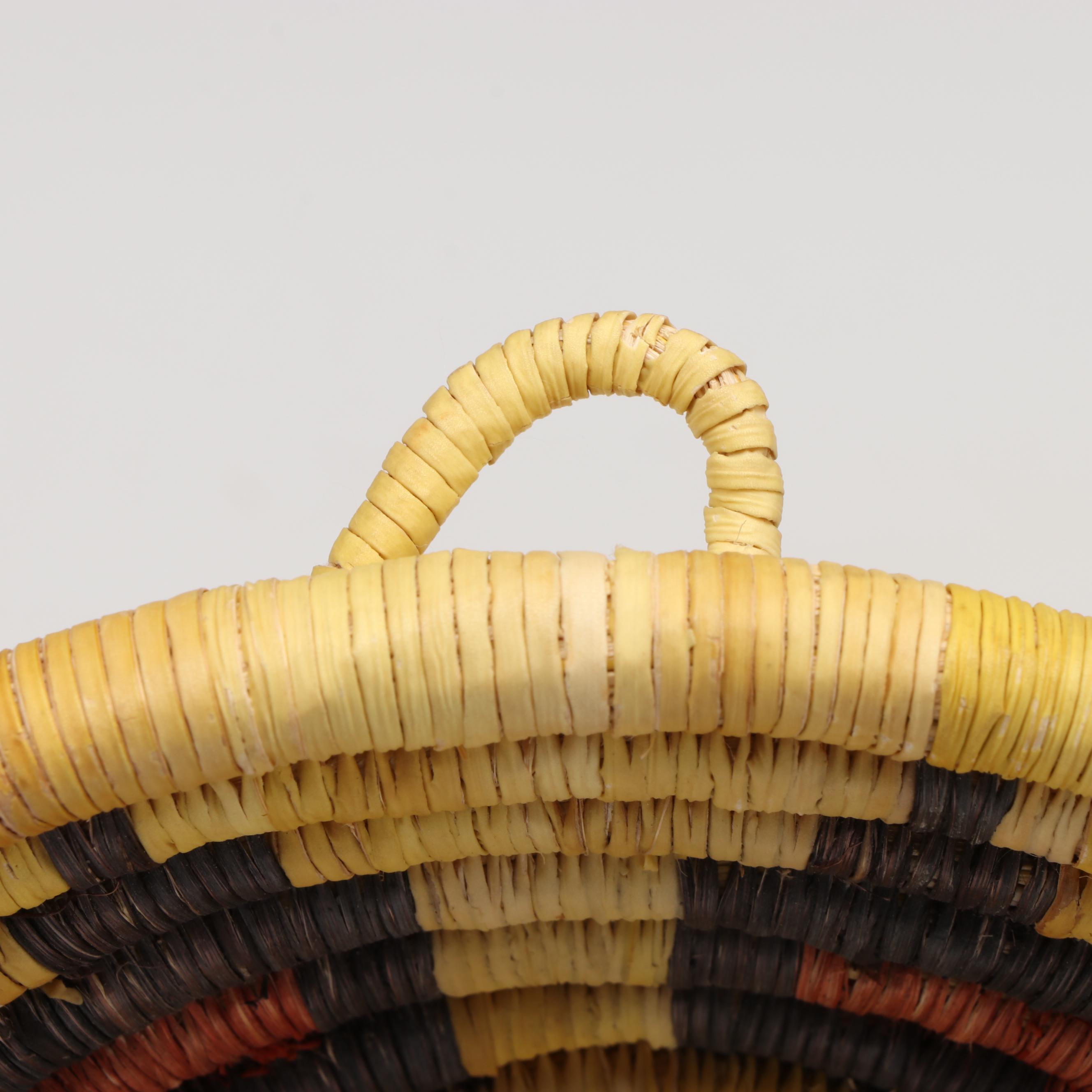 Hopi Second Mesa Woven Yucca and Galleta Grass Coiled Plaque and Basket