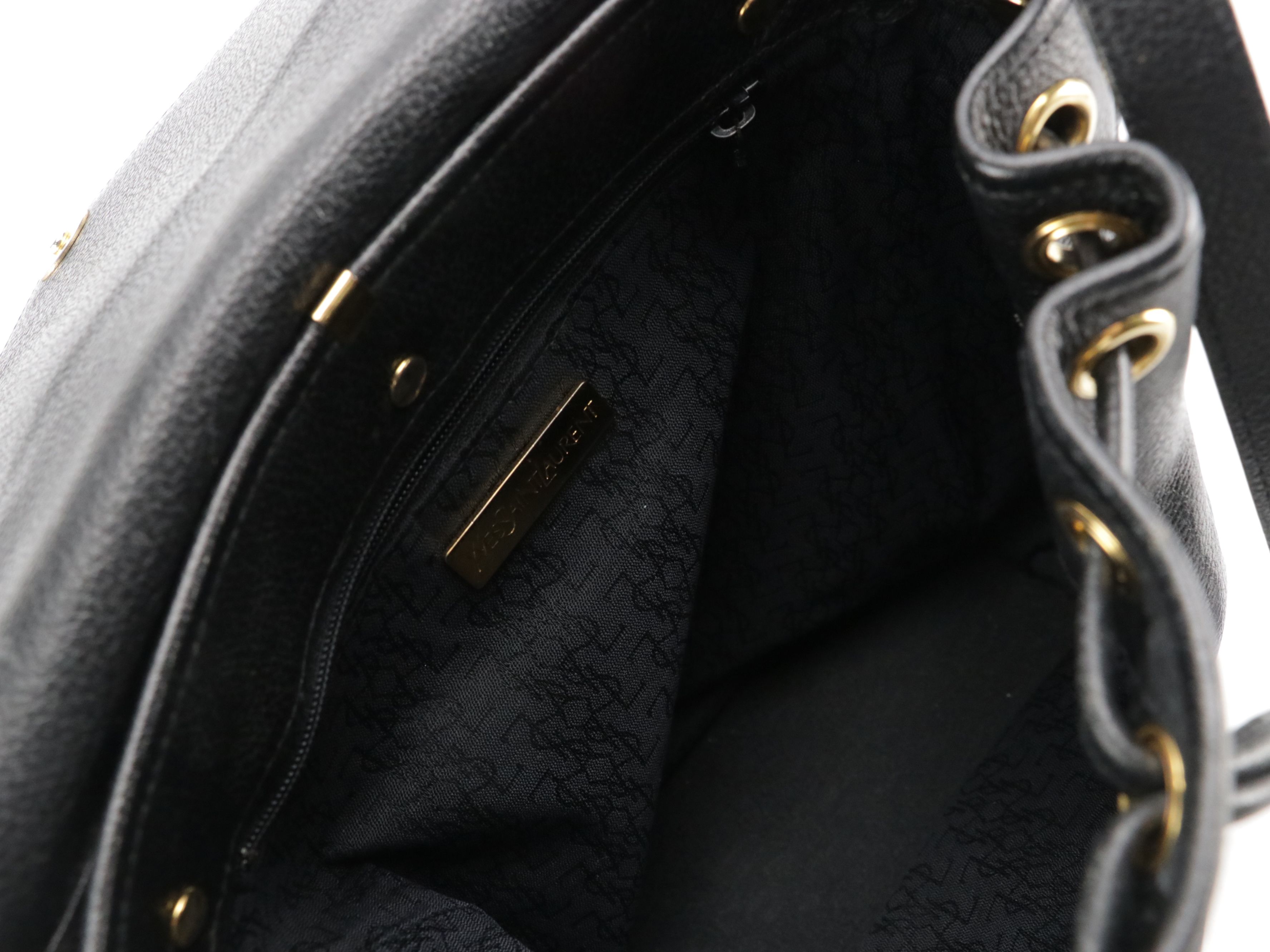 Yves Saint Laurent Studded Y Line Grain Leather Shoulder Bag