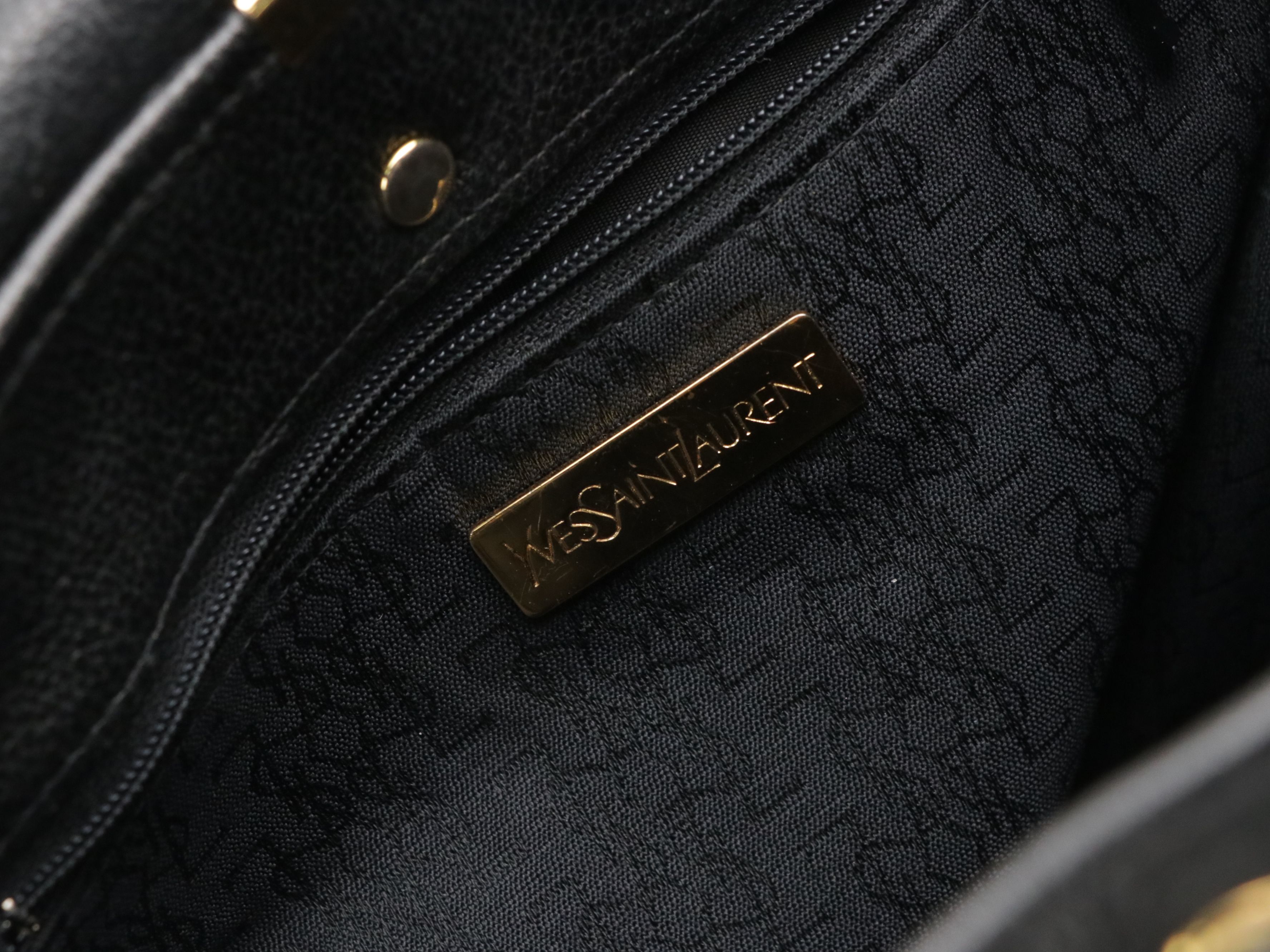 Yves Saint Laurent Studded Y Line Grain Leather Shoulder Bag