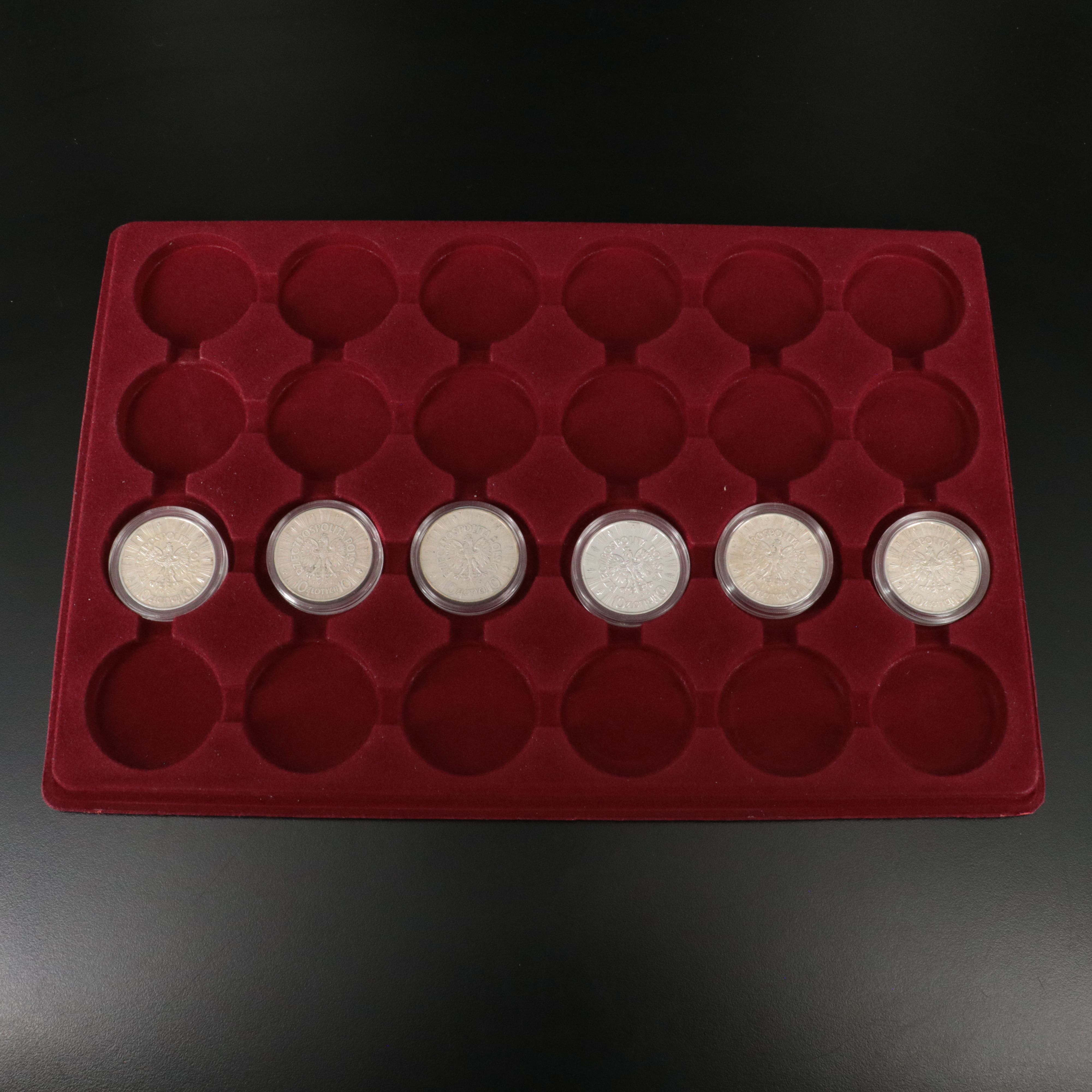 Six Poland Commemorative Silver Ten Zoltych Coins from the 1930's