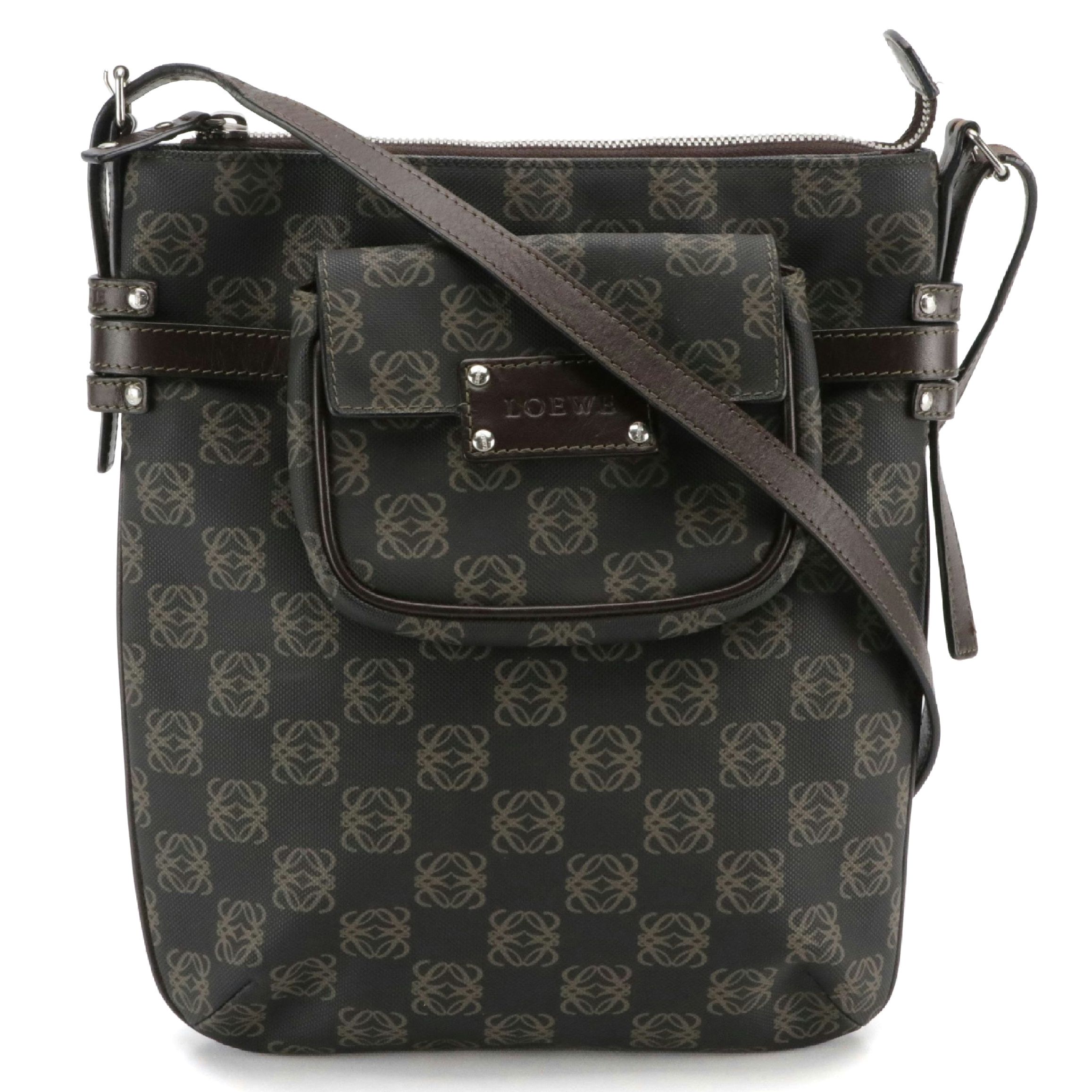 Loewe Vertical Tote and Snap Pouch in Anagram Canvas and Leather