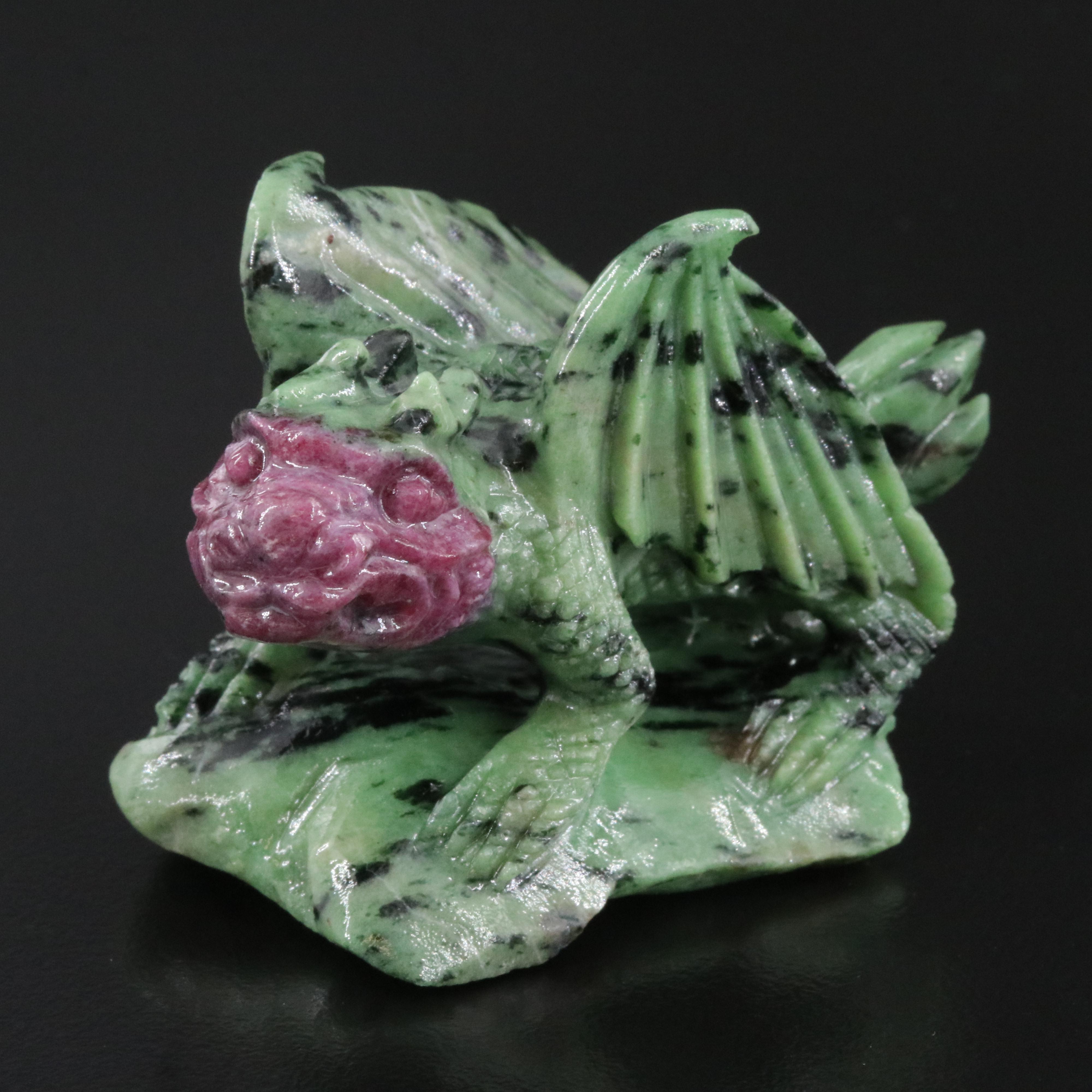 Carved Ruby in Zoisite Figurine