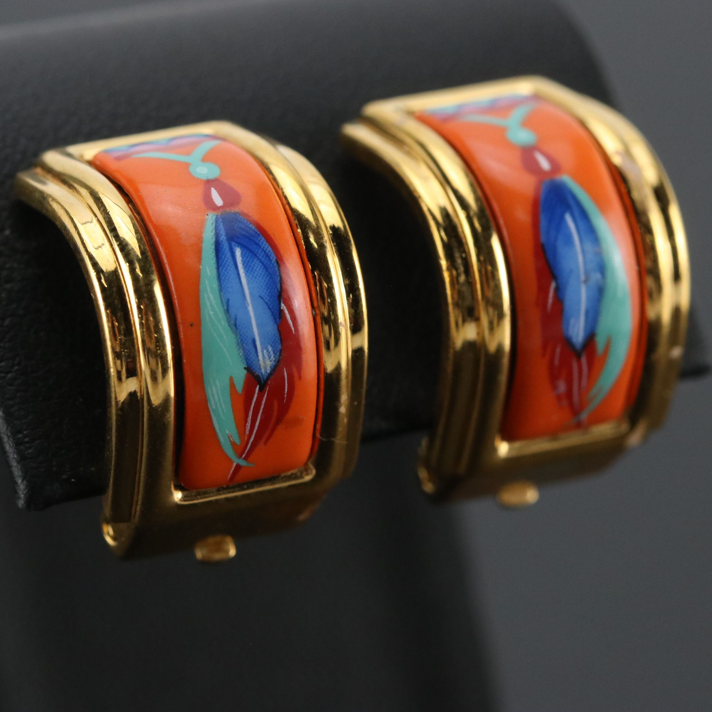 Hermès Enamel Huggie Clip Earrings