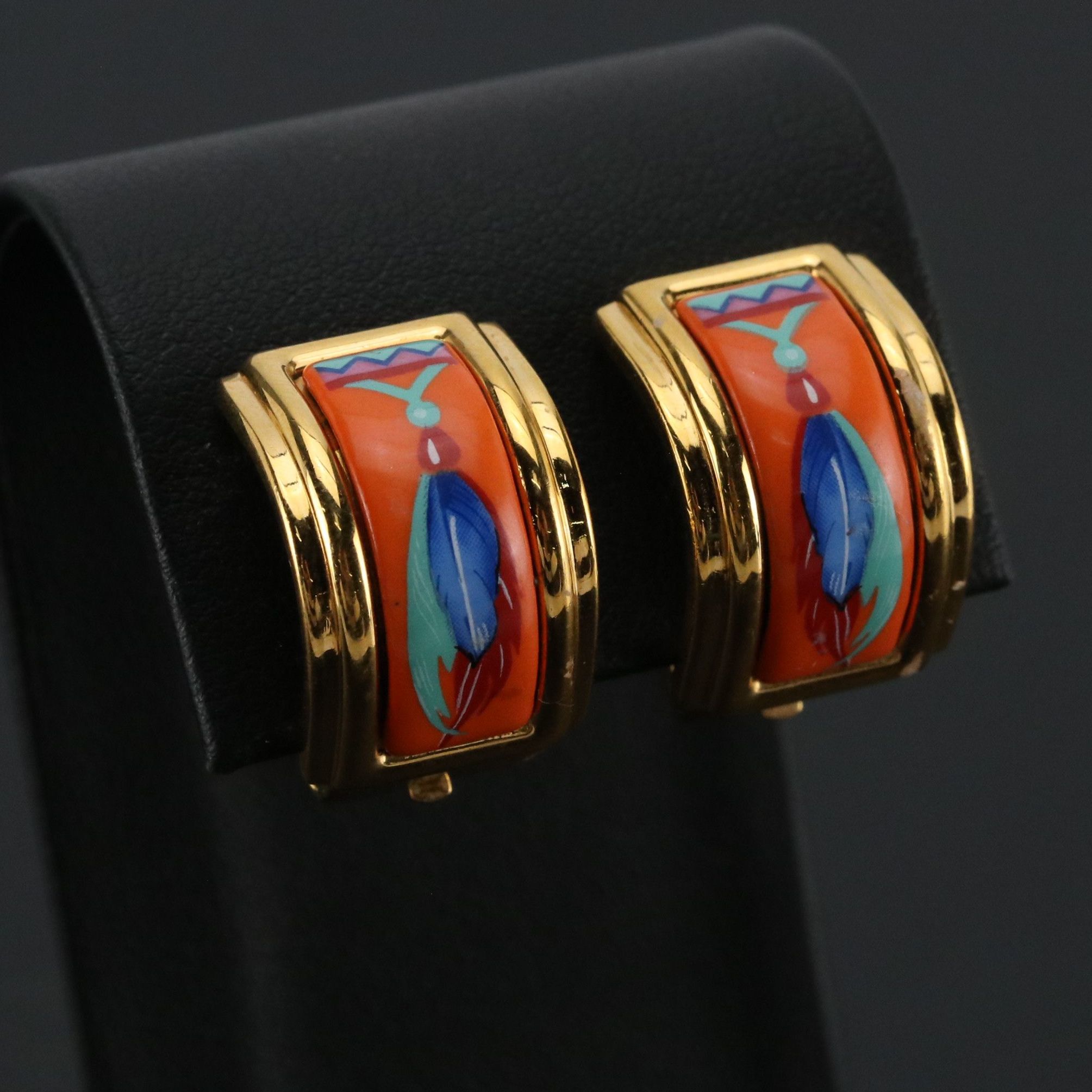 Hermès Enamel Huggie Clip Earrings