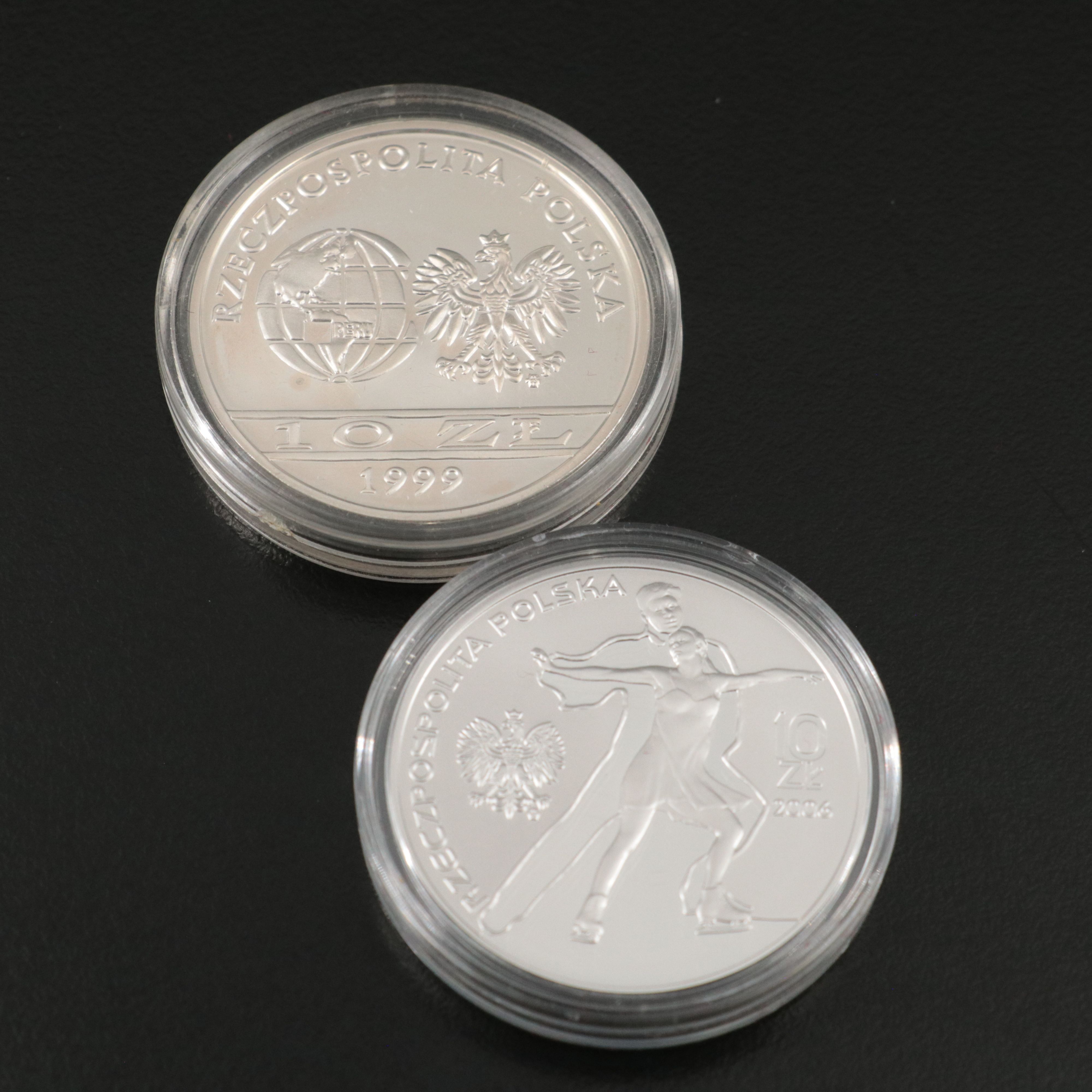 Five Different Poland Modern Commemorative Silver 10 Zt Coins