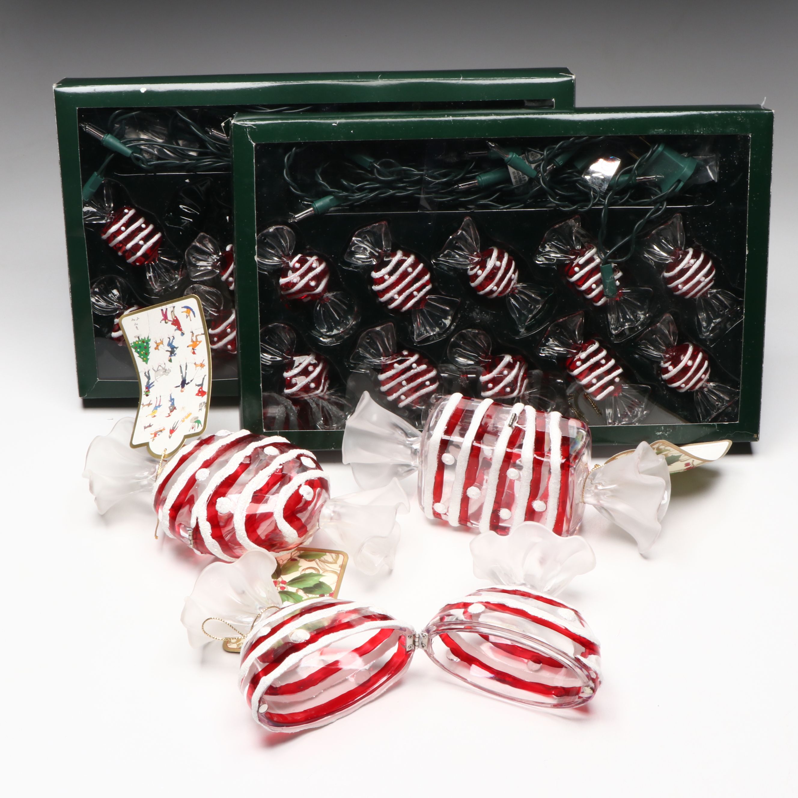 Department 56 Peppermint Candy String Lights with Lidded Boxes