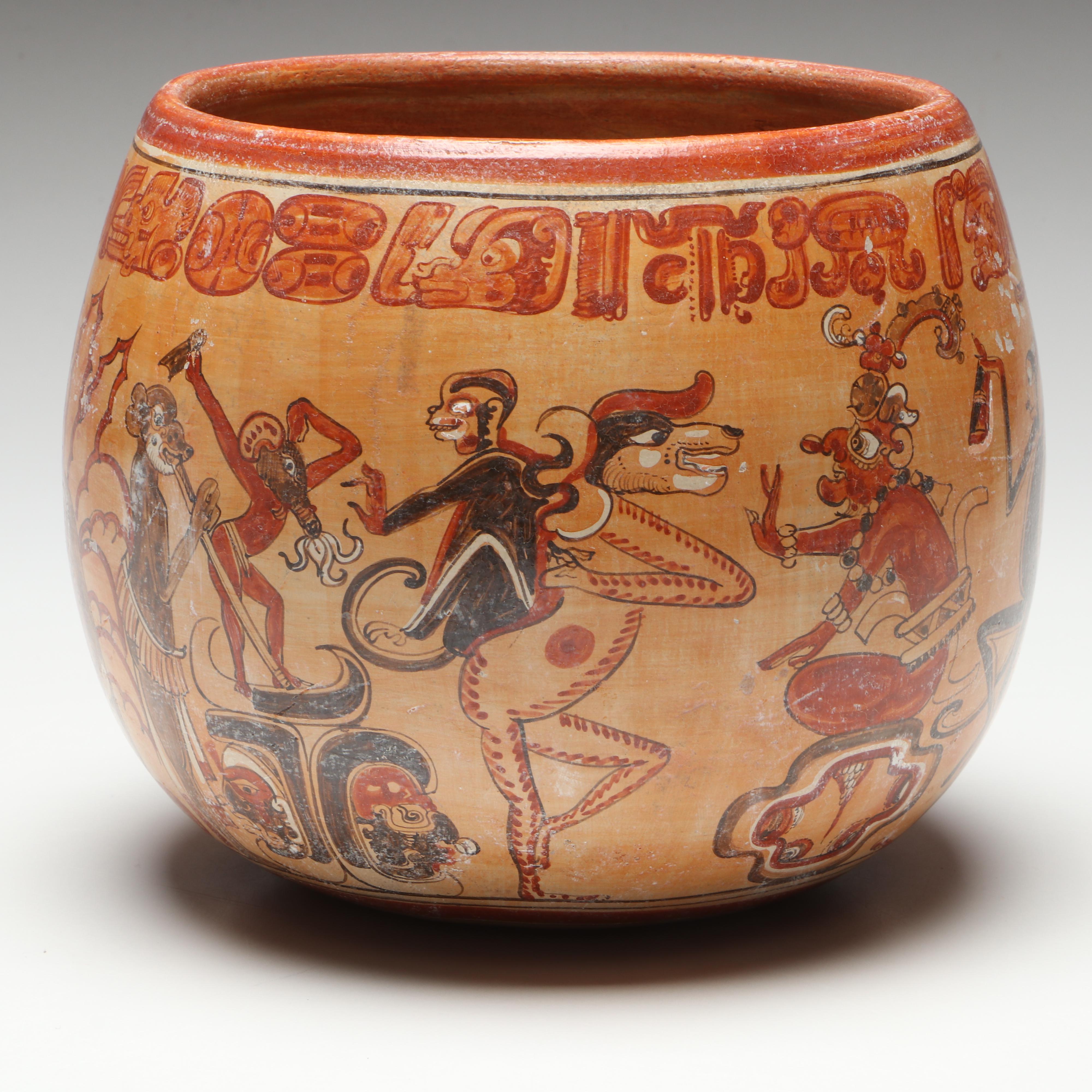 Patricia Martin Morales "Dioses Fumadores" Mayan Polychrome Ceramic Bowl