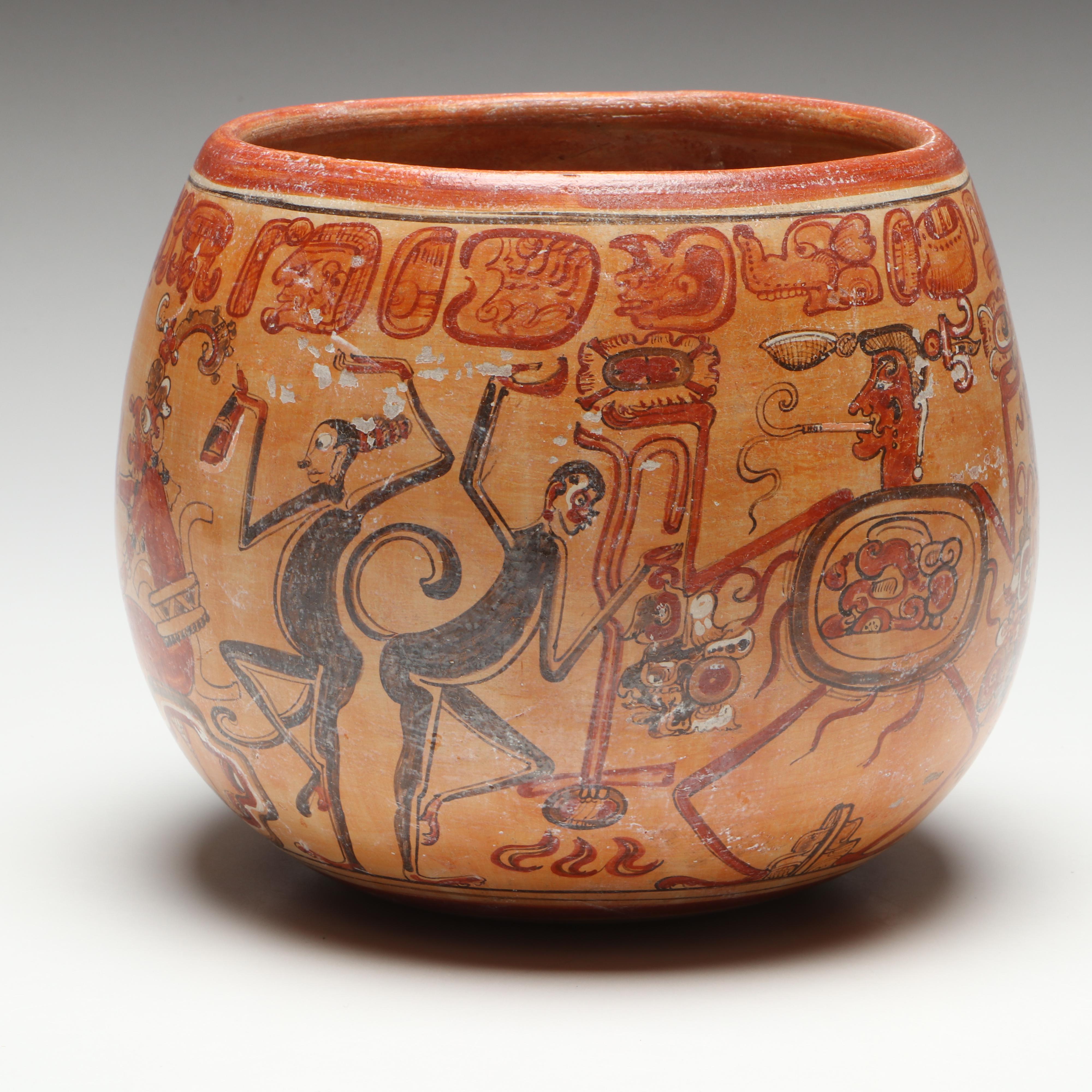 Patricia Martin Morales "Dioses Fumadores" Mayan Polychrome Ceramic Bowl
