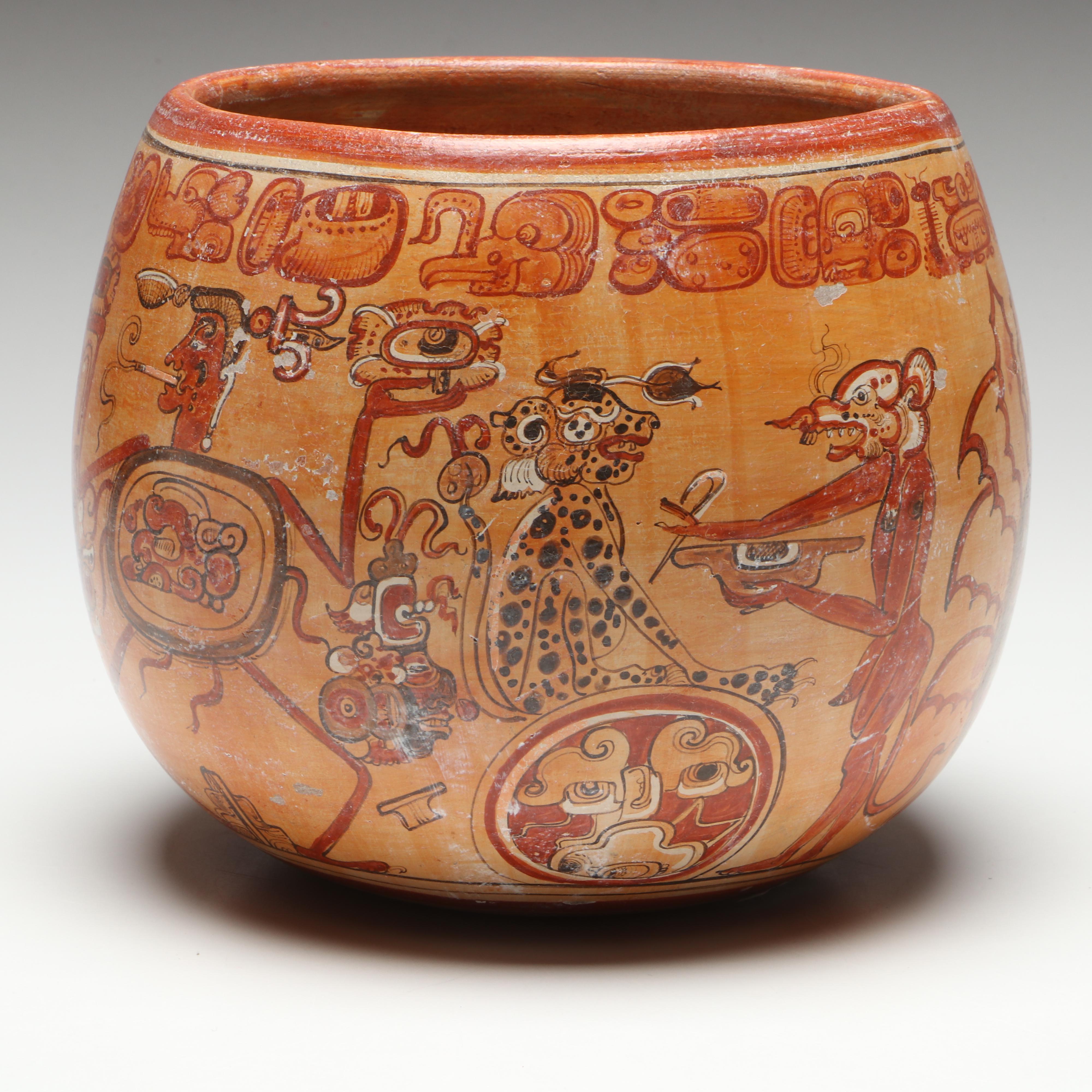 Patricia Martin Morales "Dioses Fumadores" Mayan Polychrome Ceramic Bowl