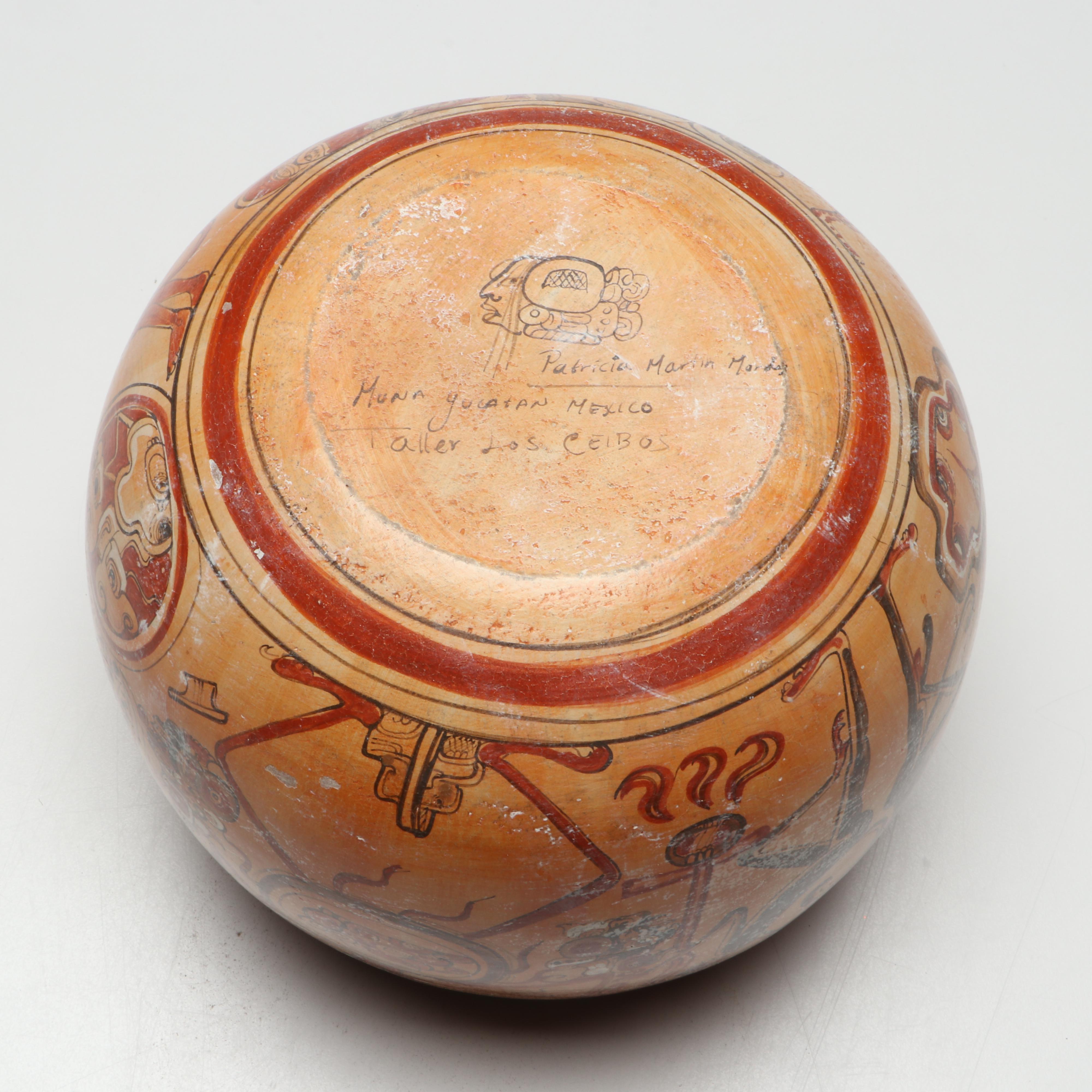 Patricia Martin Morales "Dioses Fumadores" Mayan Polychrome Ceramic Bowl