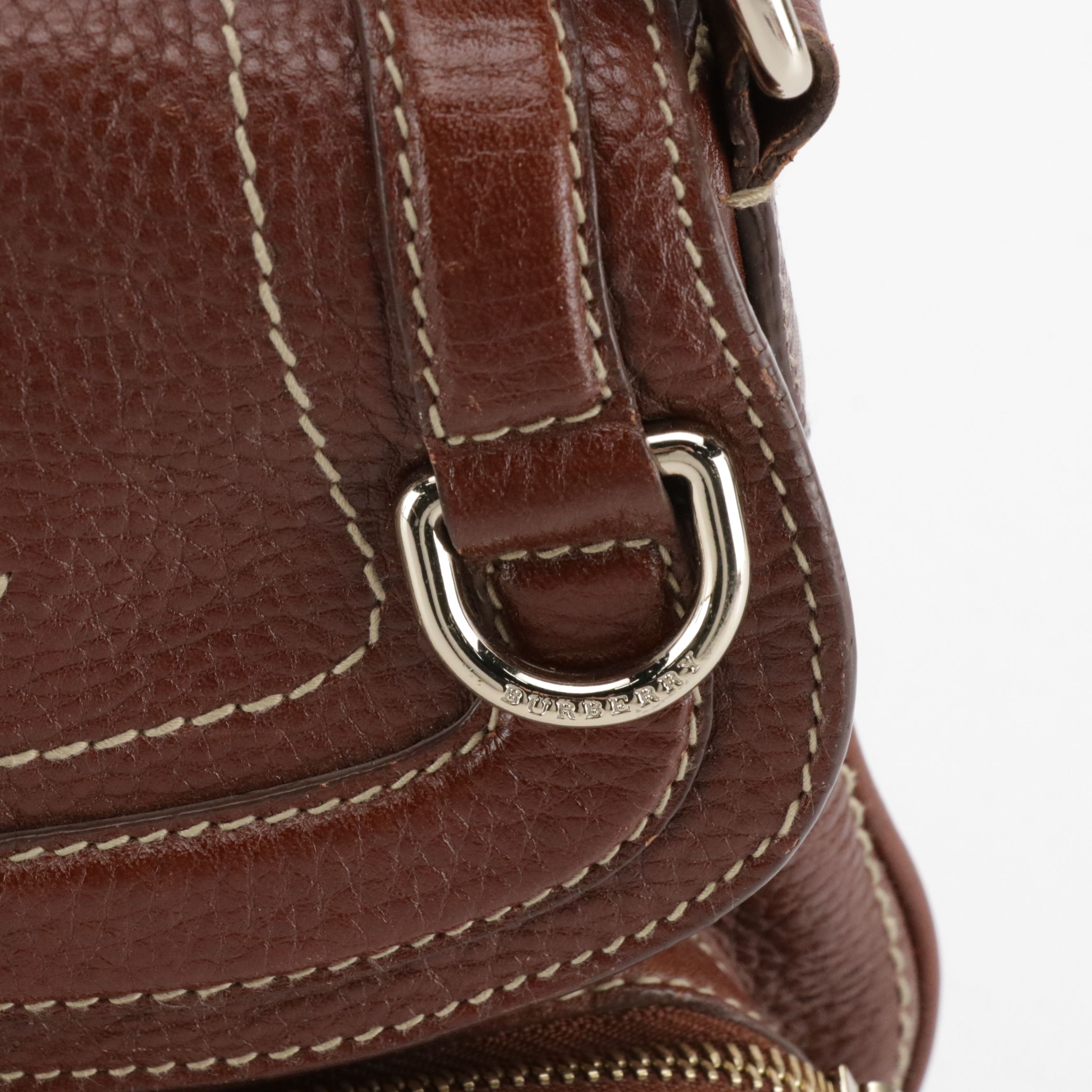 Burberry Brown Grain Leather Front-Flap Shoulder Bag