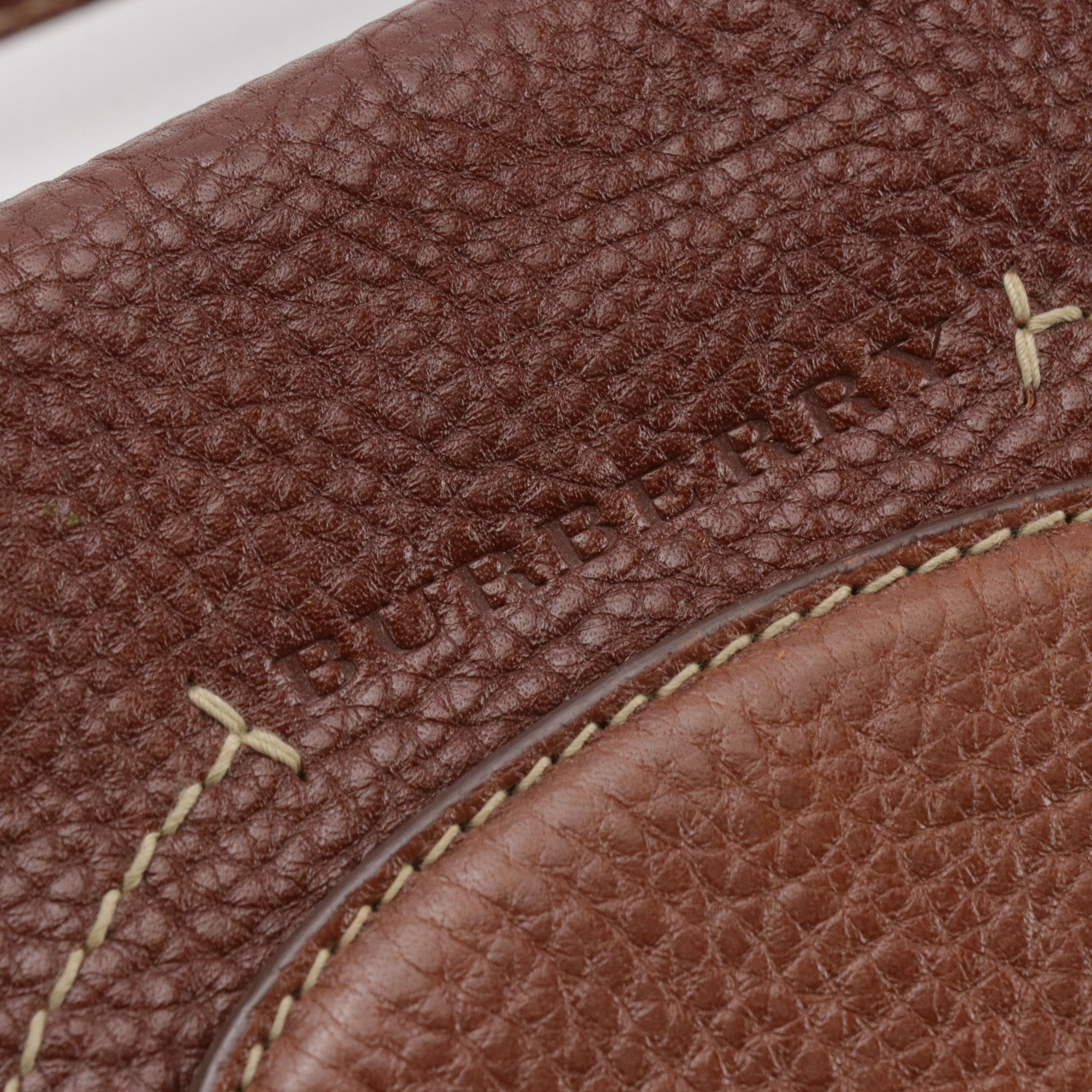 Burberry Brown Grain Leather Front-Flap Shoulder Bag