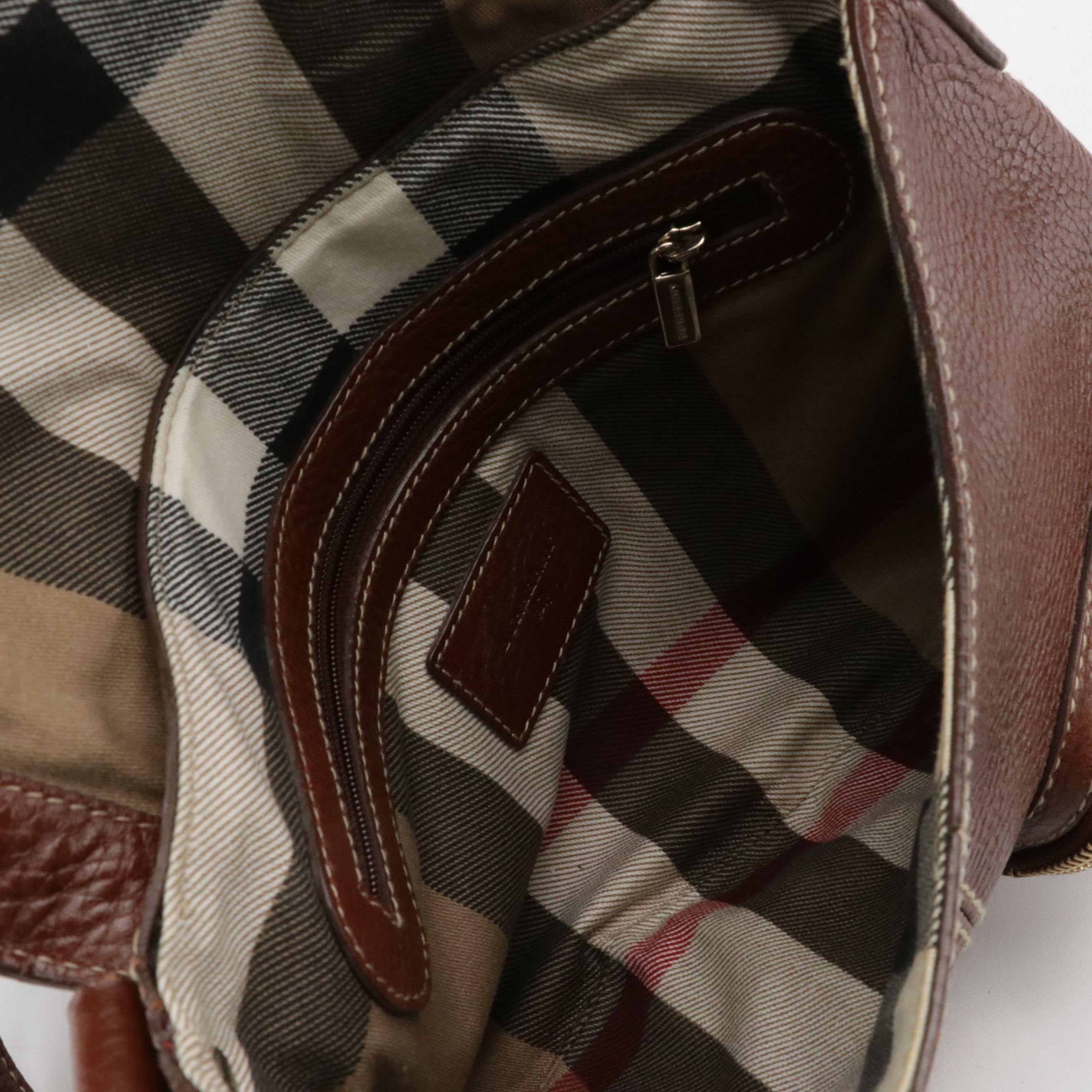 Burberry Brown Grain Leather Front-Flap Shoulder Bag