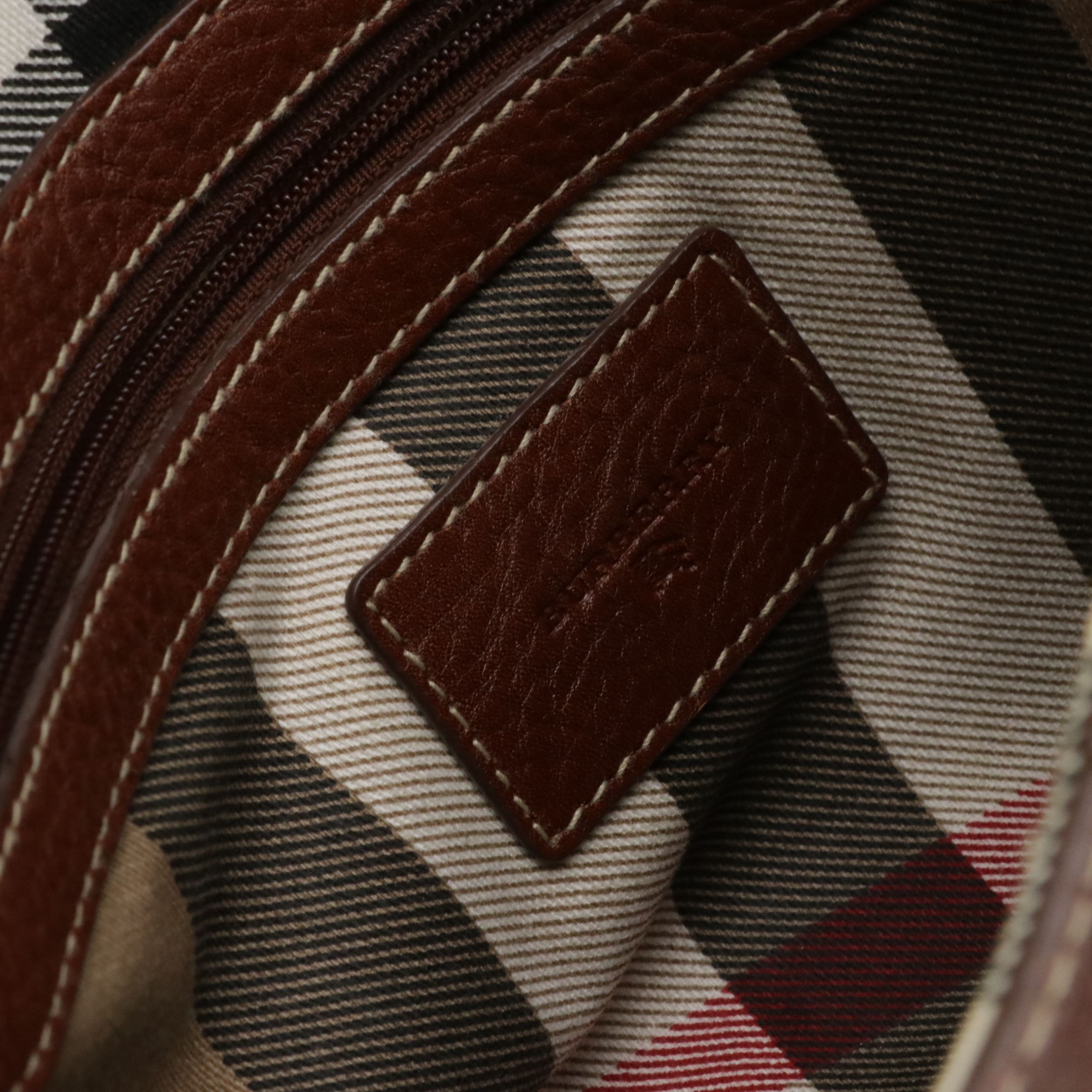 Burberry Brown Grain Leather Front-Flap Shoulder Bag