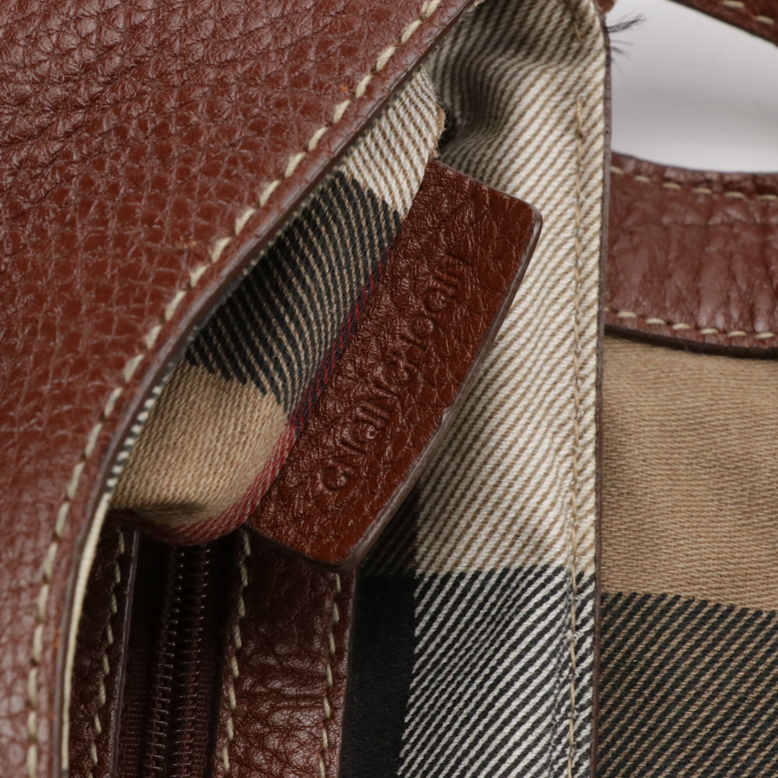 Burberry Brown Grain Leather Front-Flap Shoulder Bag