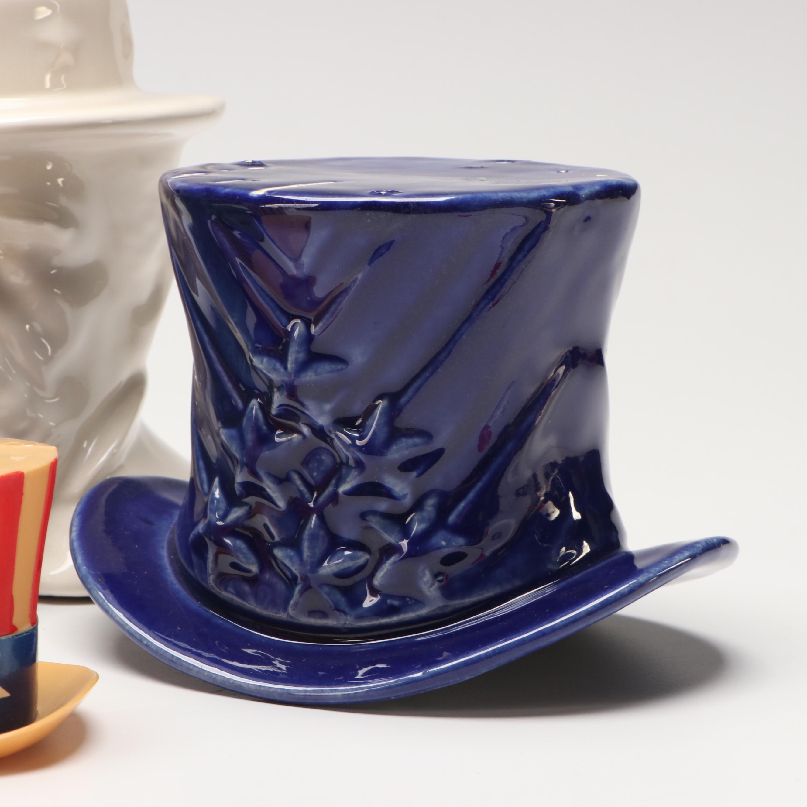 McCoy Pottery and Other Uncle Sam Ceramic Vases with Top Hats
