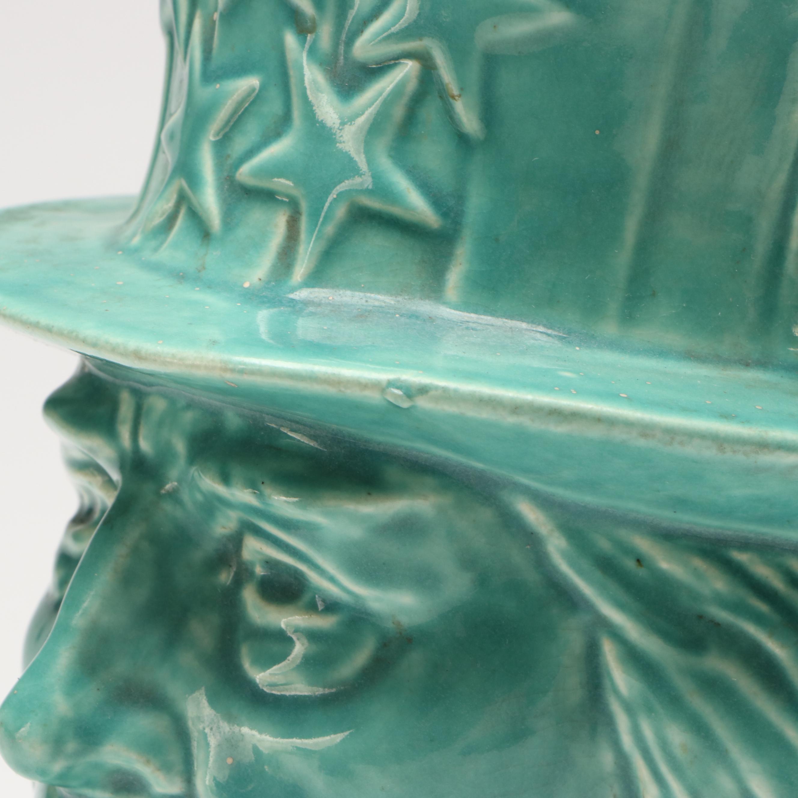 McCoy Pottery and Other Uncle Sam Ceramic Vases with Top Hats