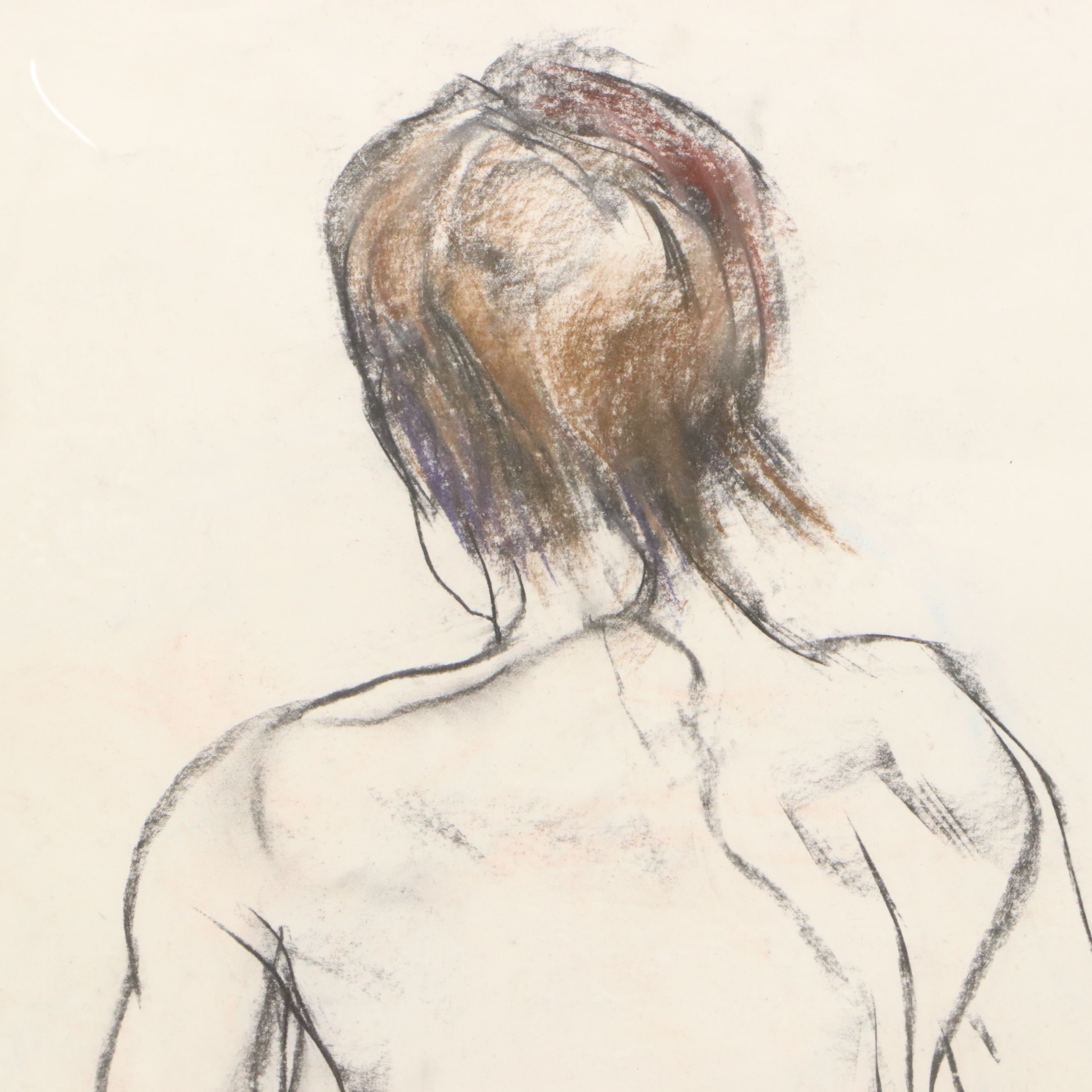 Paul Wagener Charcoal Drawing of Seated Nude, Late 20th Century