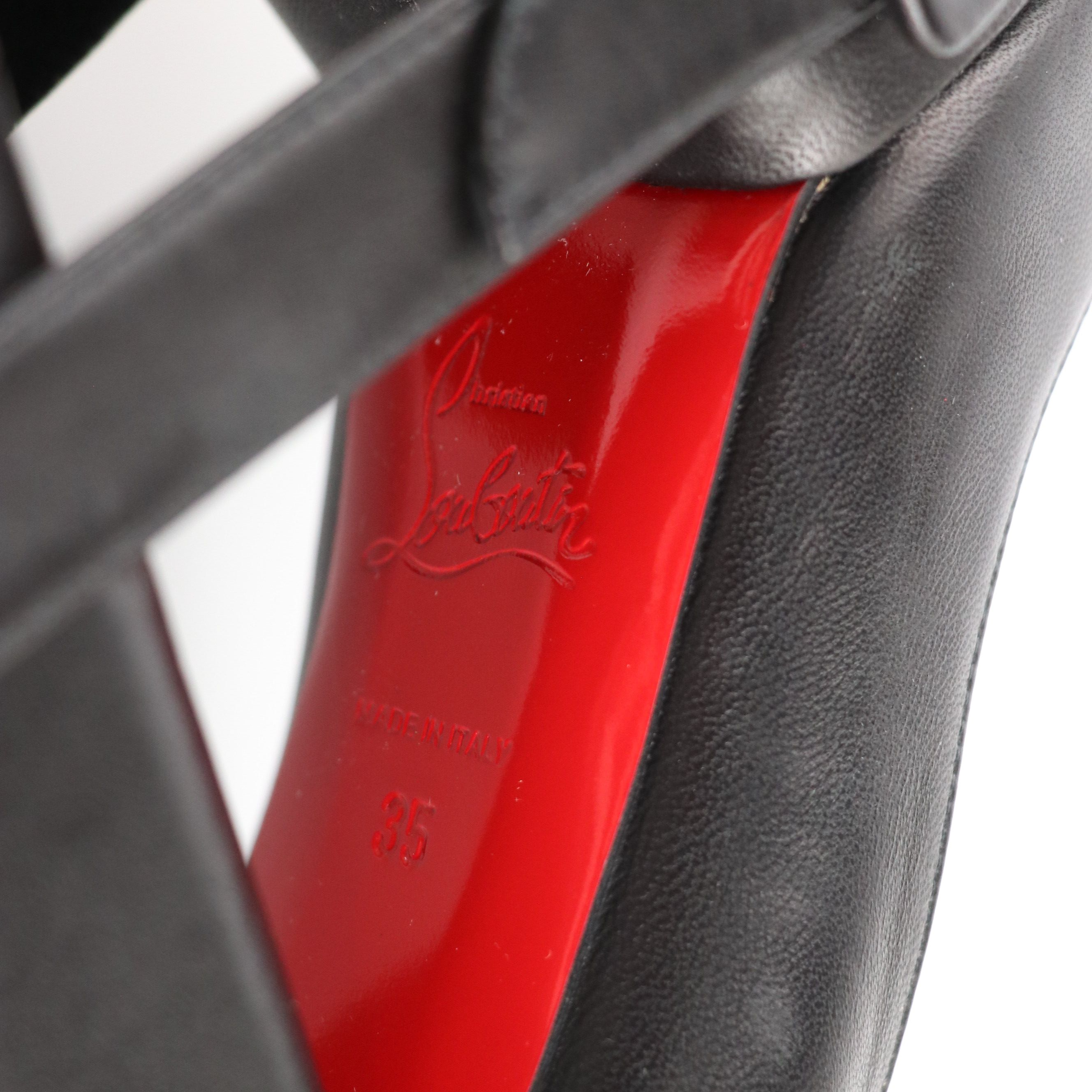 Christian Louboutin Black Lambskin Leather Yazefir Strap 130 Ankle-Strap Pumps