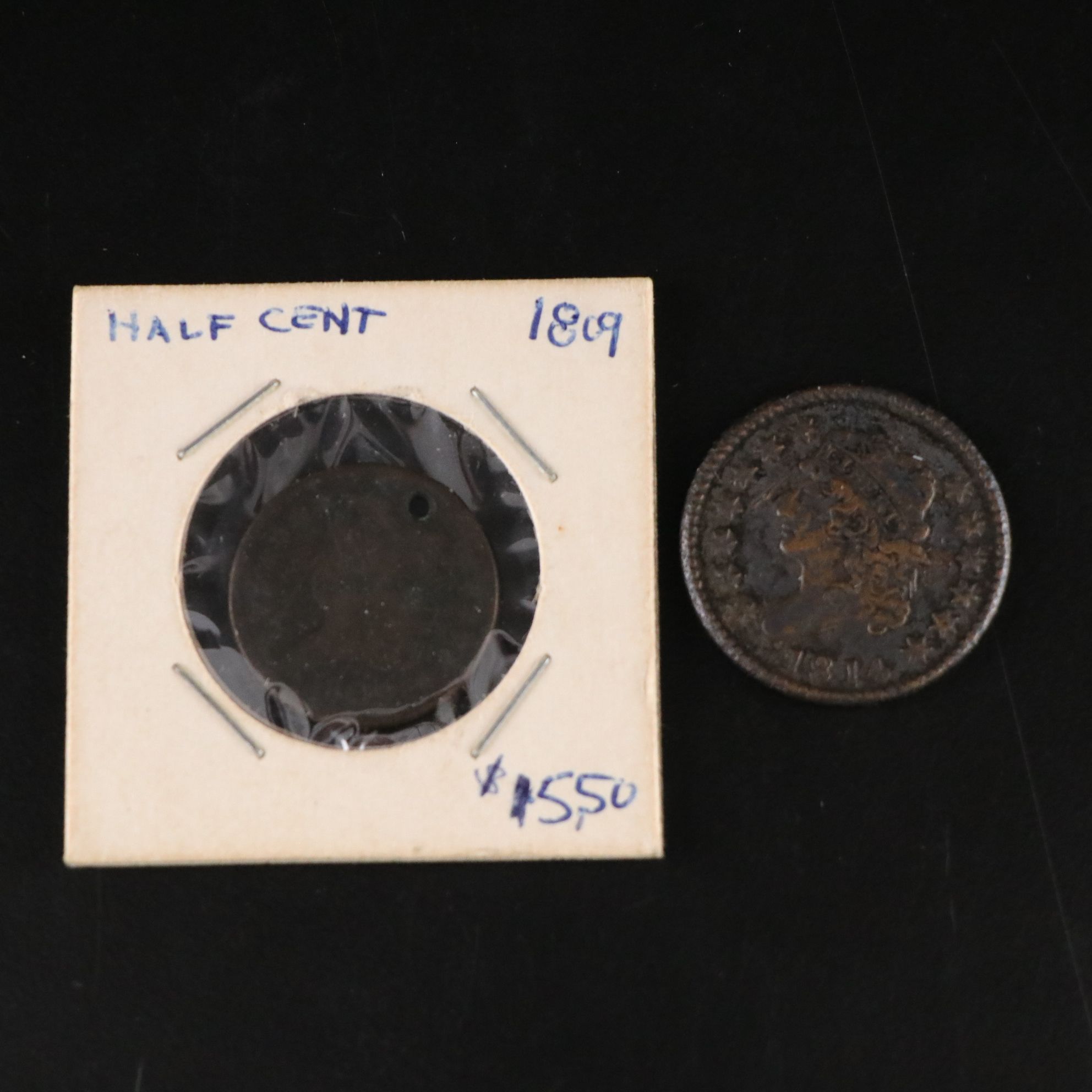 Classic Head 1809 Half Cent & 1814 Cent Coins, Early 19th Century