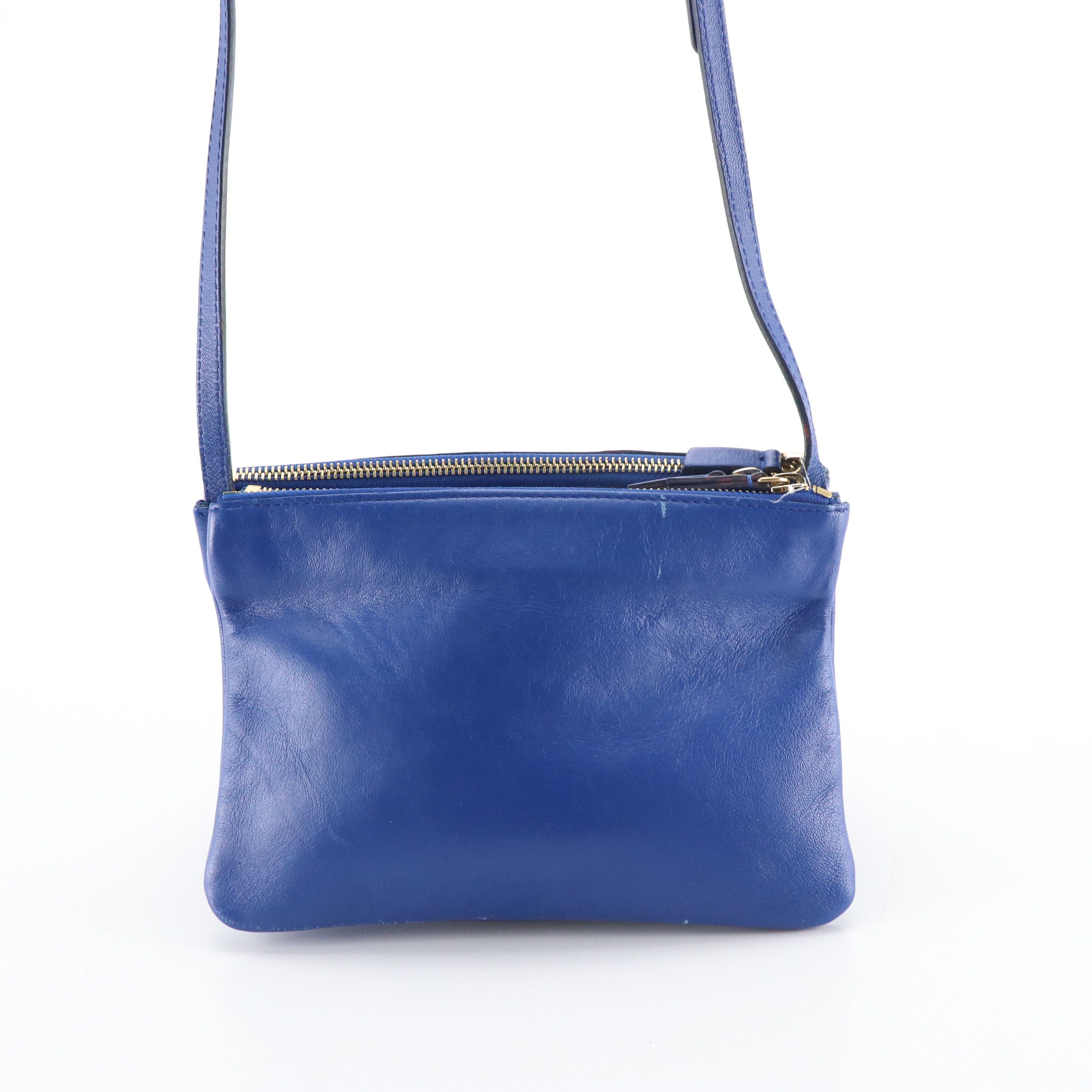 Céline Trio Zip Crossbody Bag in Sapphire Blue Calfskin Leather