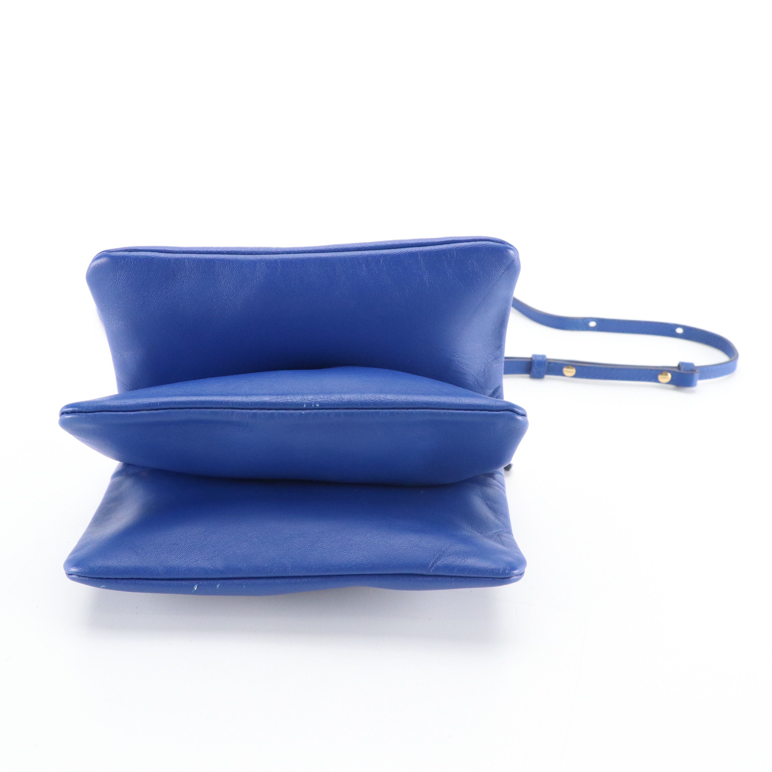 Céline Trio Zip Crossbody Bag in Sapphire Blue Calfskin Leather