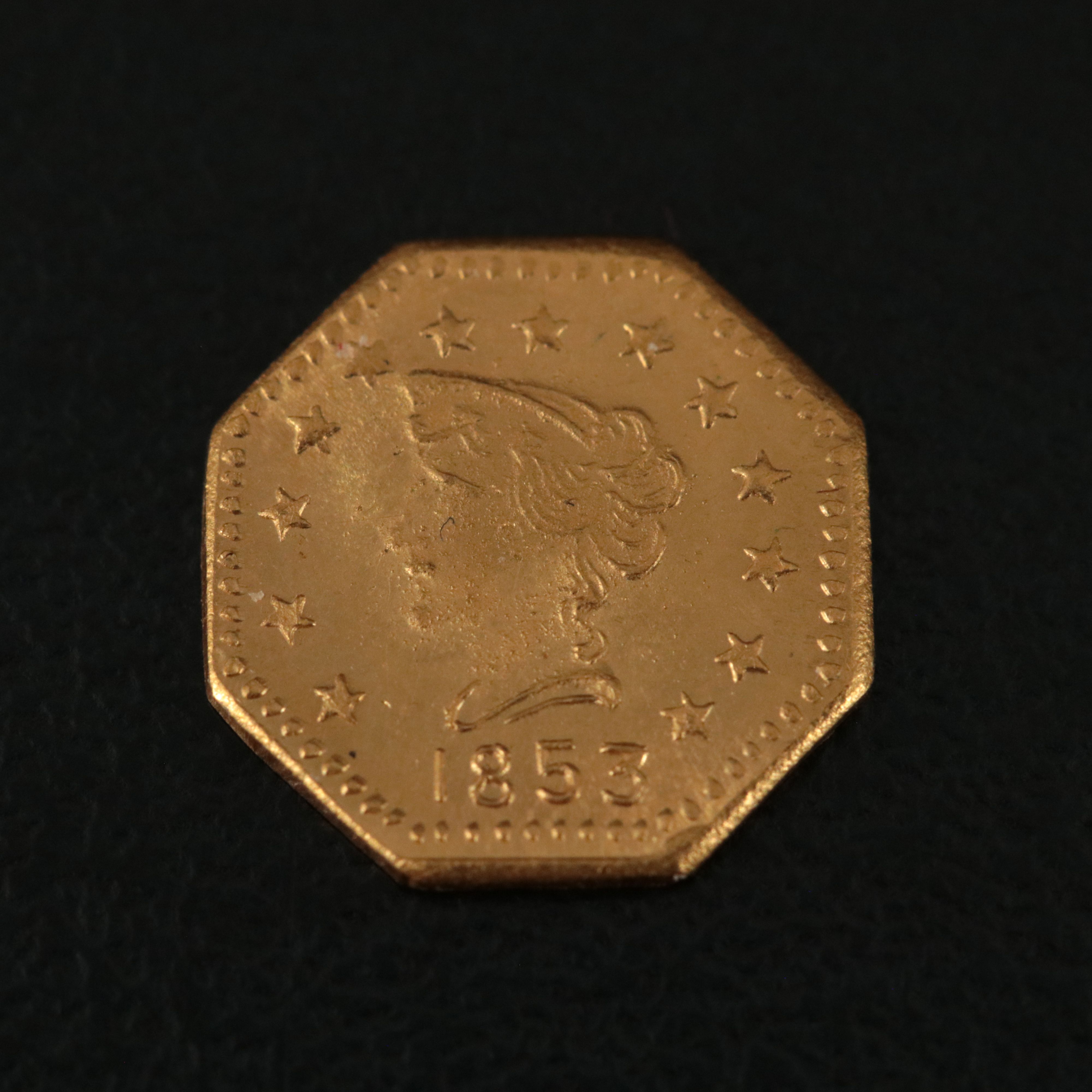 1853 Souvenir California Gold Quarter Dollar Token