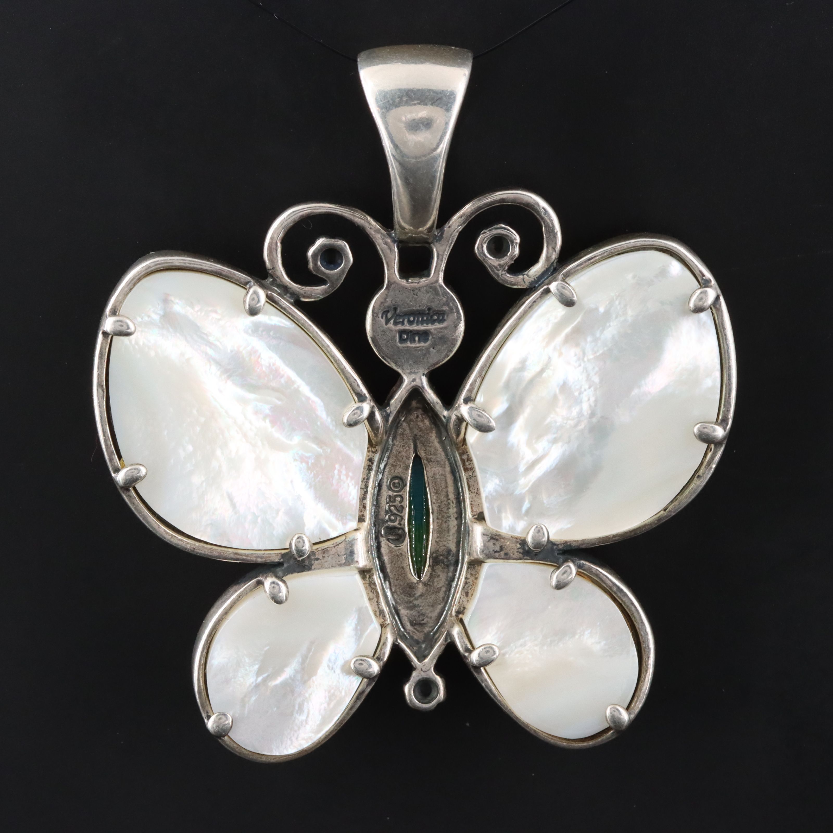 Veronica Benally Navajo Diné for Relios Sterling Gemstone Butterfly Pendant