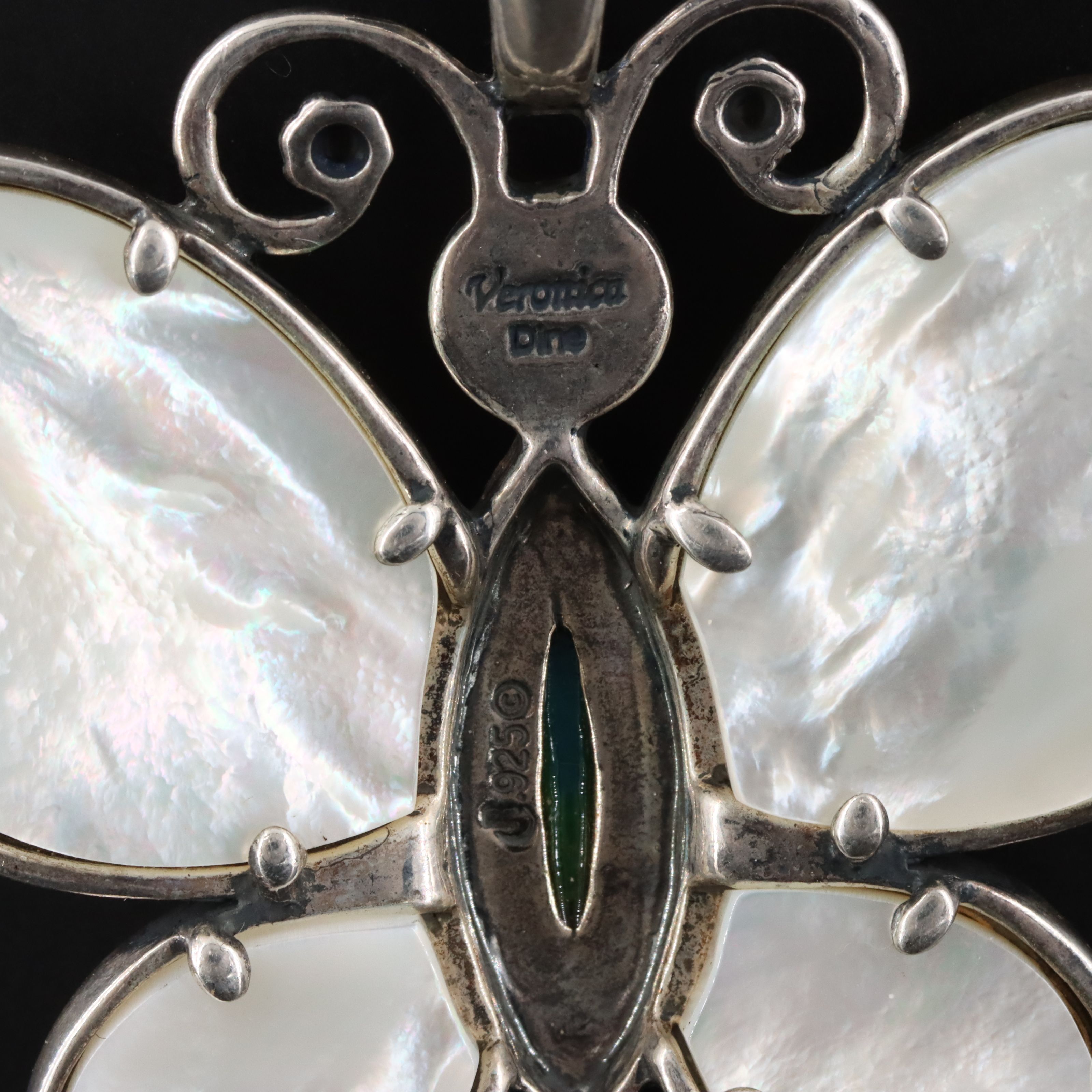 Veronica Benally Navajo Diné for Relios Sterling Gemstone Butterfly Pendant