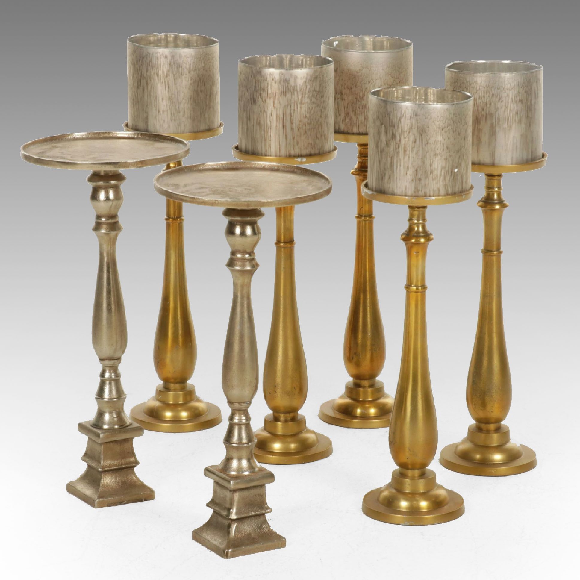 Gilt Pedestals & Candle Holders
