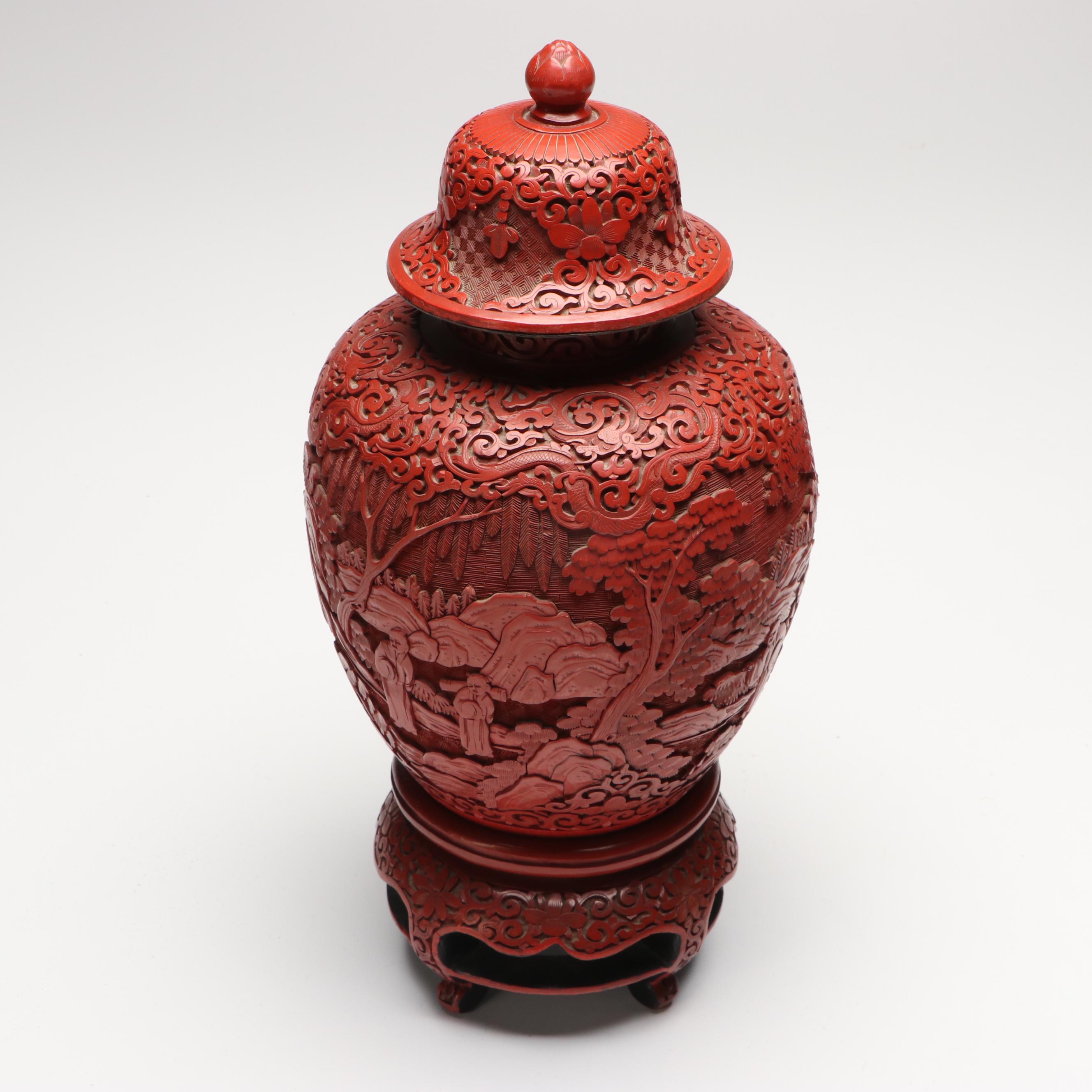 Chinese Red Lacquerware Ginger Jars