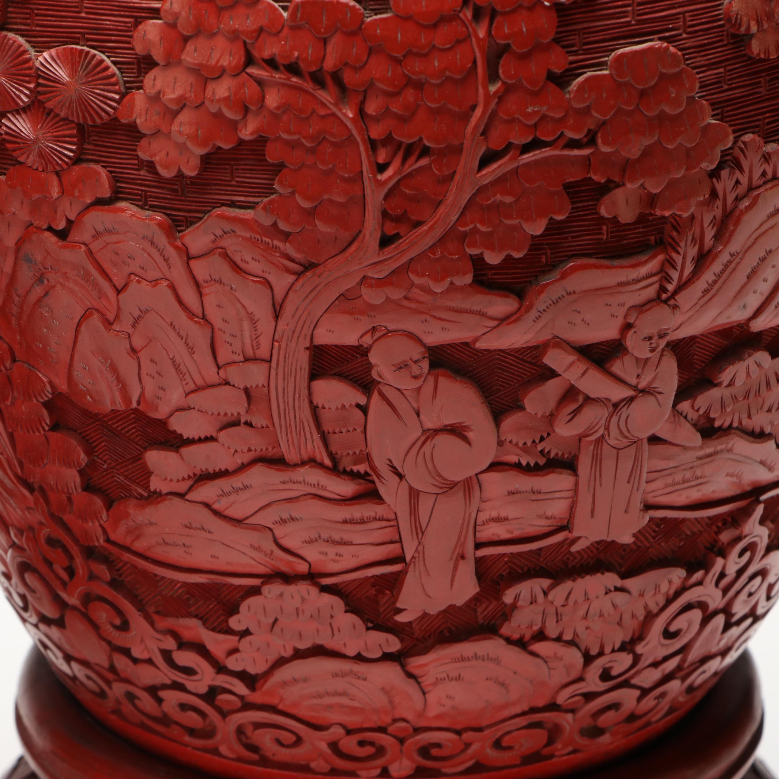 Chinese Red Lacquerware Ginger Jars