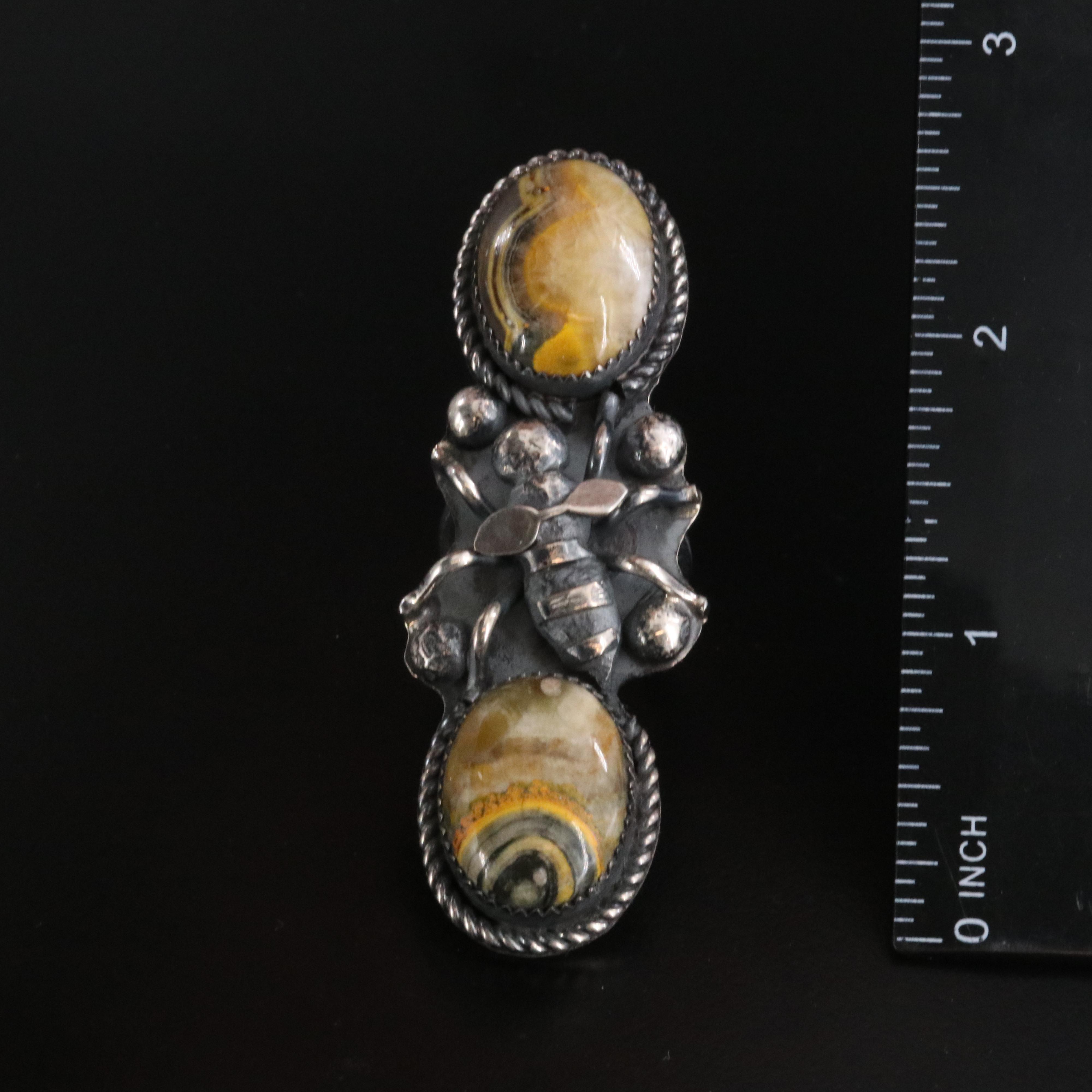 Marcus Chavez Navajo Diné Sterling Jasper Bee Pointer Ring