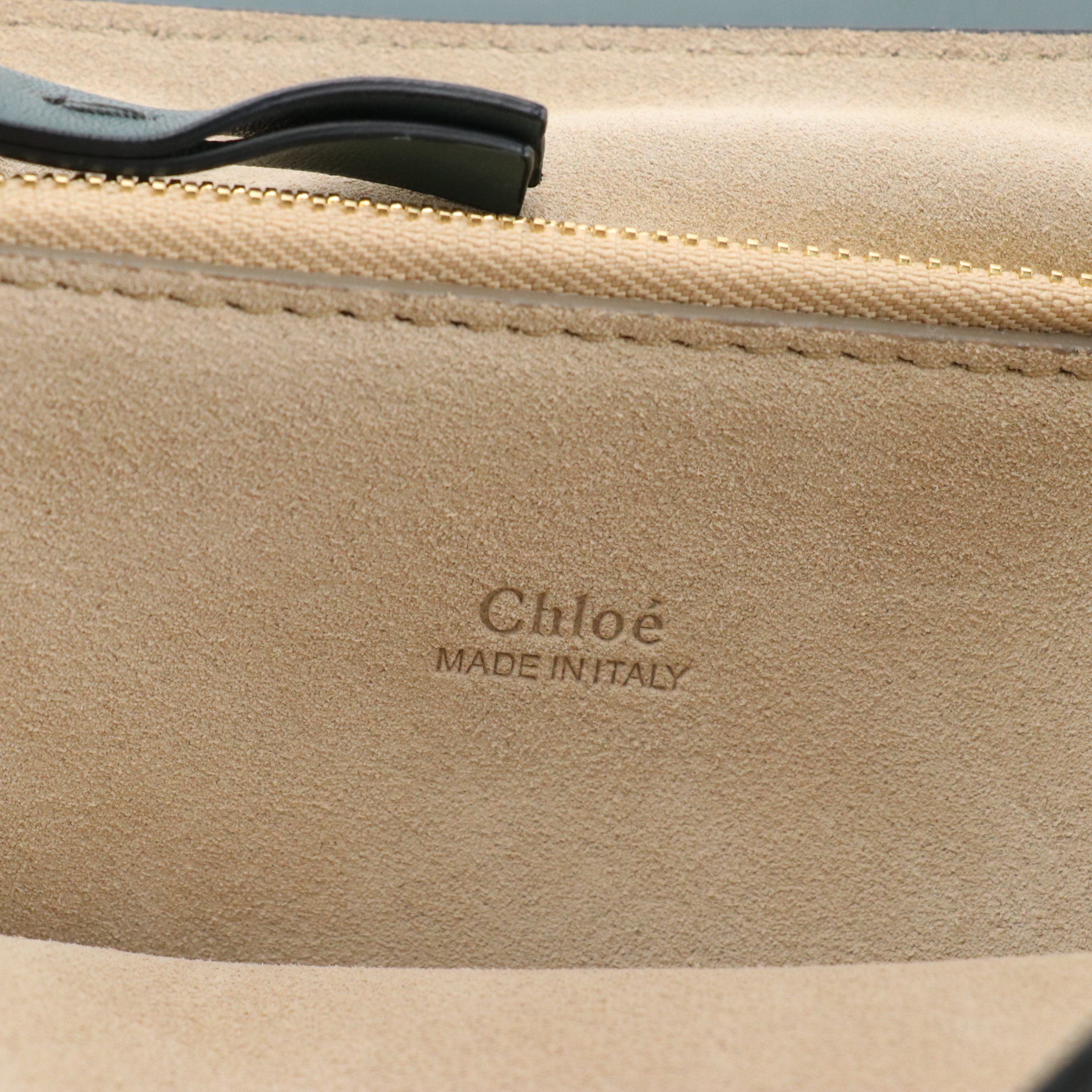 Chloé Large Faye Crossbody Bag in Cloudy Blue Calfskin Leather and Suede