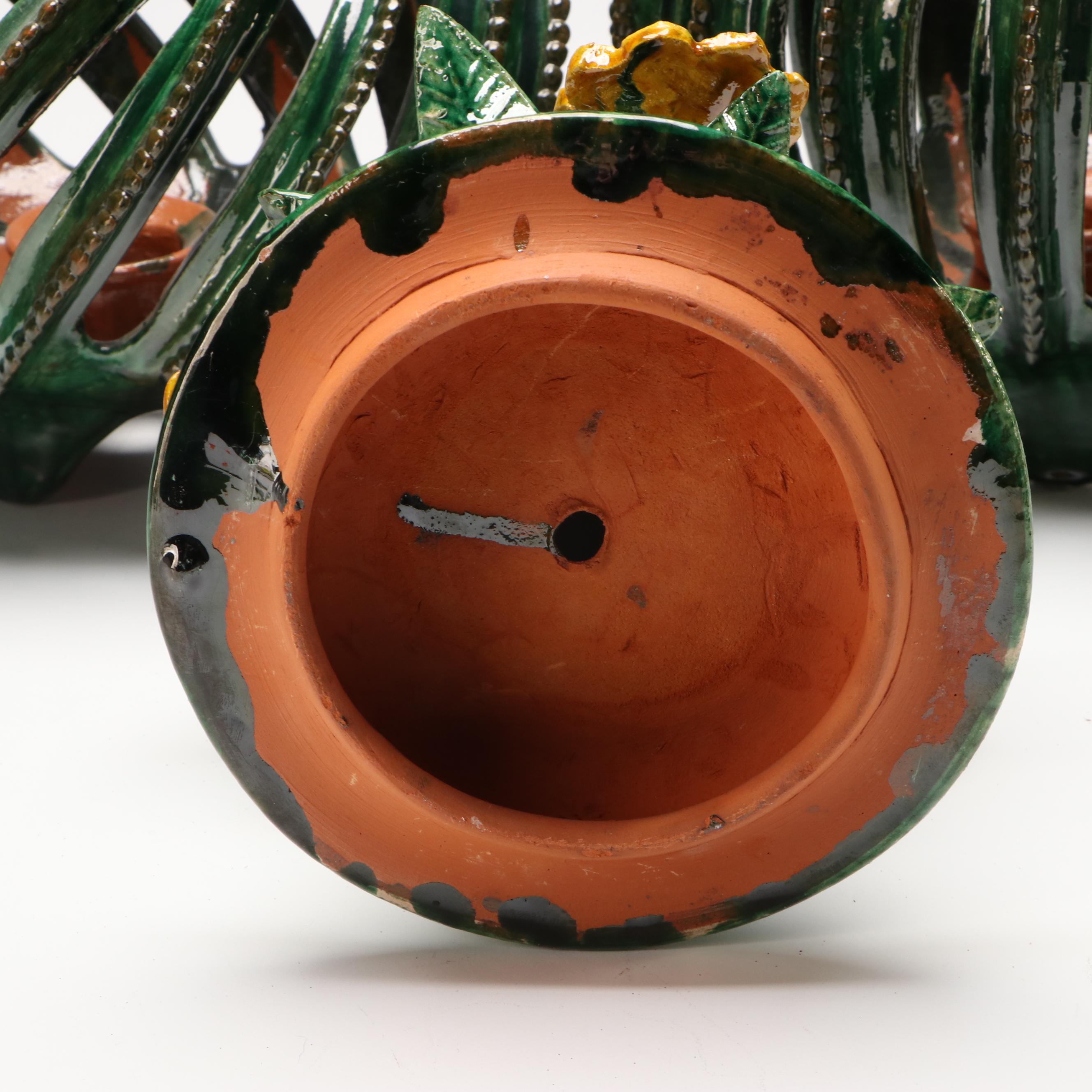 Mexican Ceramic Piñas de Barro Candle Lamps