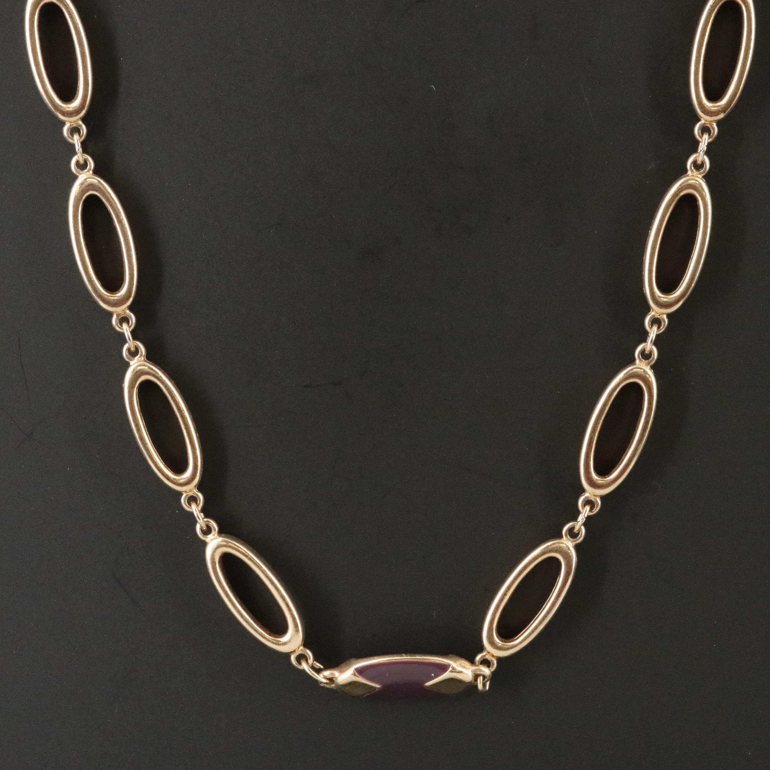 Jones New York Oval Link Necklace with Enameled Stations