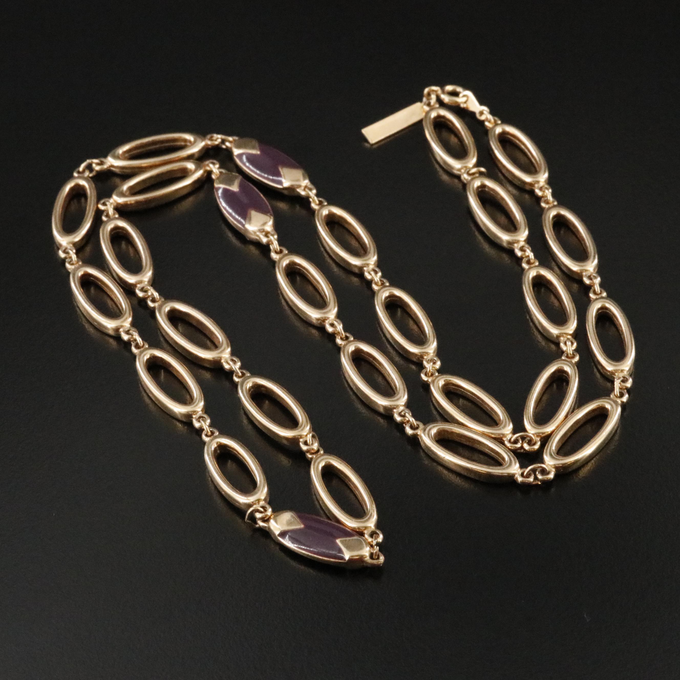 Jones New York Oval Link Necklace with Enameled Stations