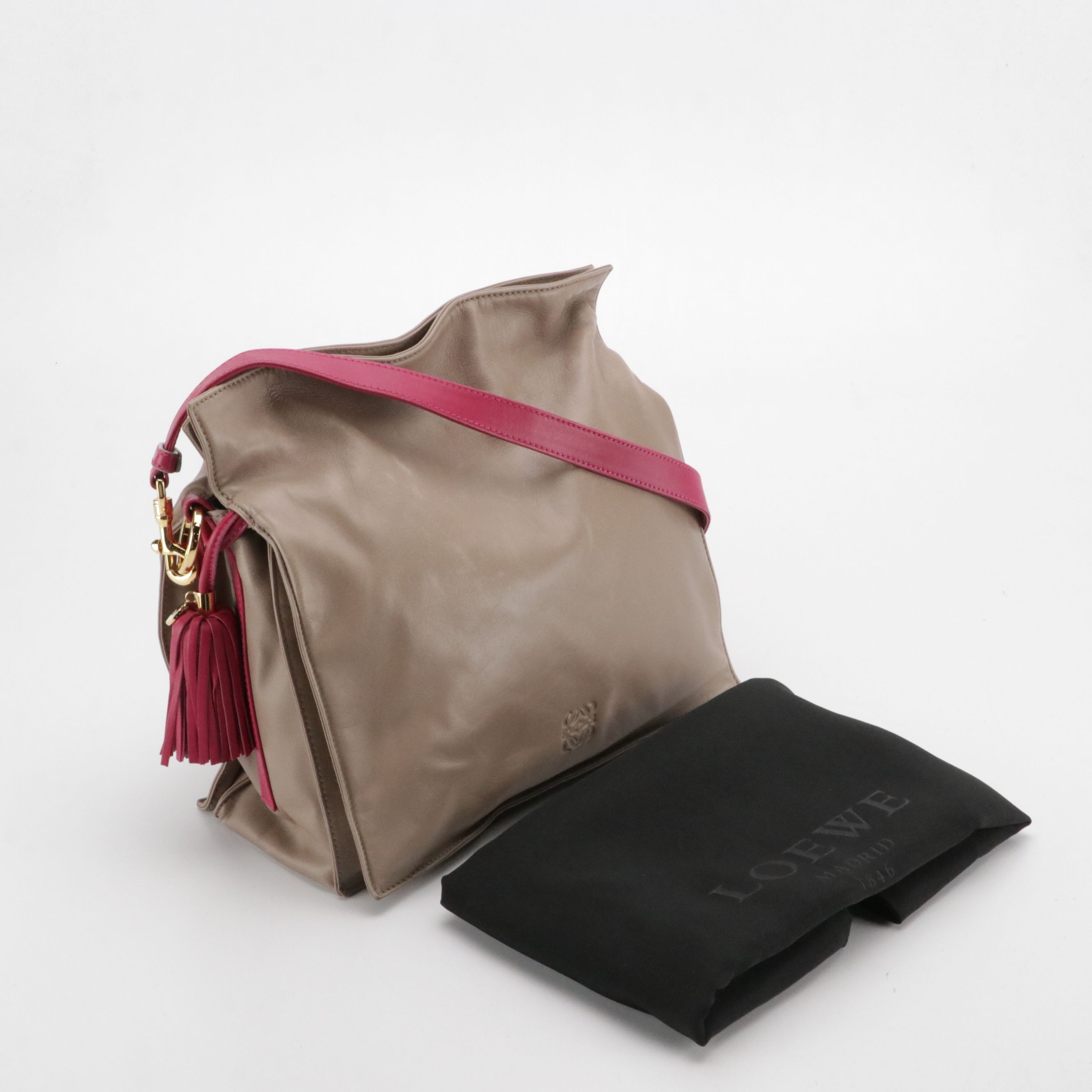 Loewe Anagram Bicolor Lambskin Leather Crossbody Bag with Tassel