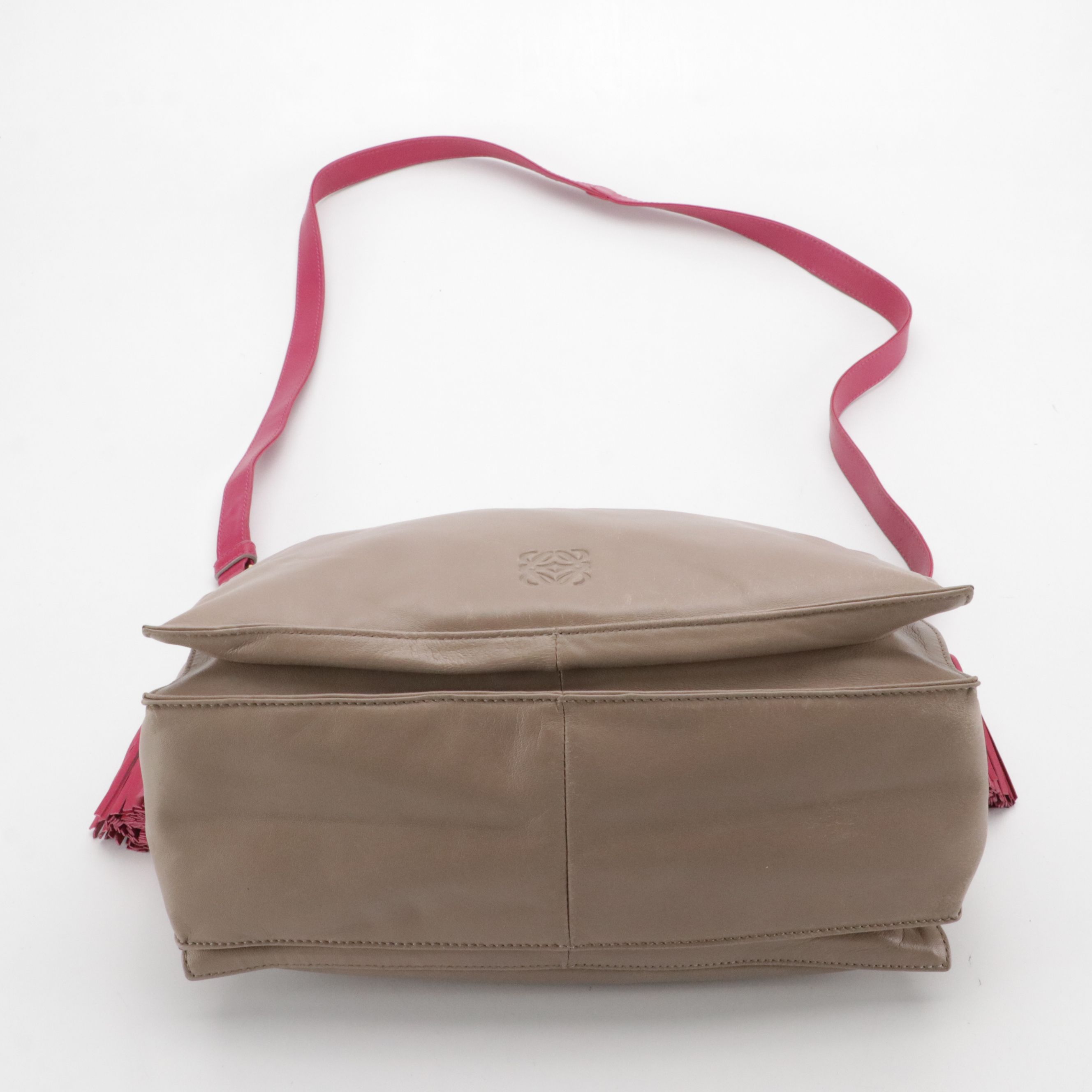 Loewe Anagram Bicolor Lambskin Leather Crossbody Bag with Tassel