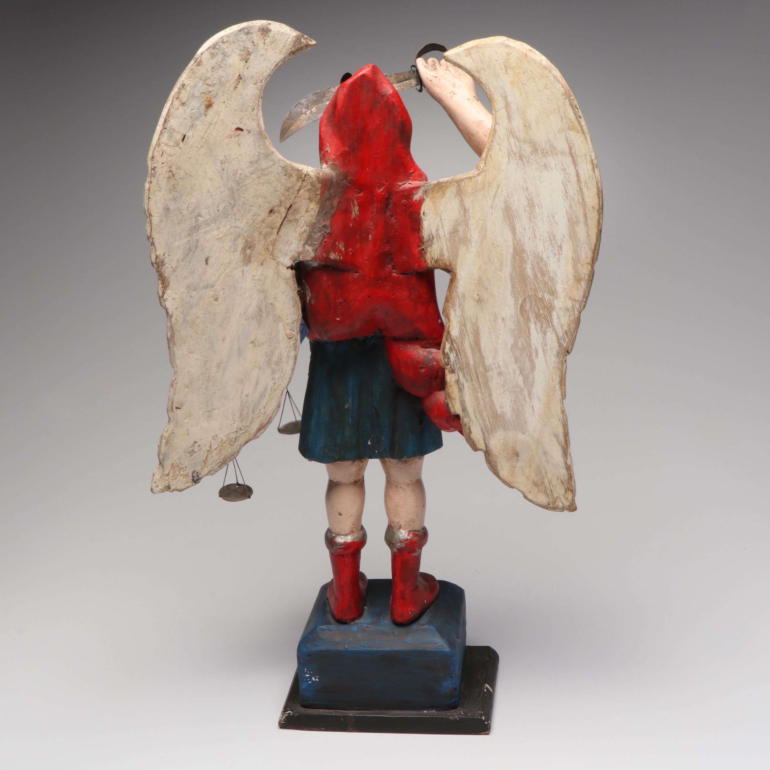 Spanish Style Carved Polychrome Wood Saint Expeditus Statue