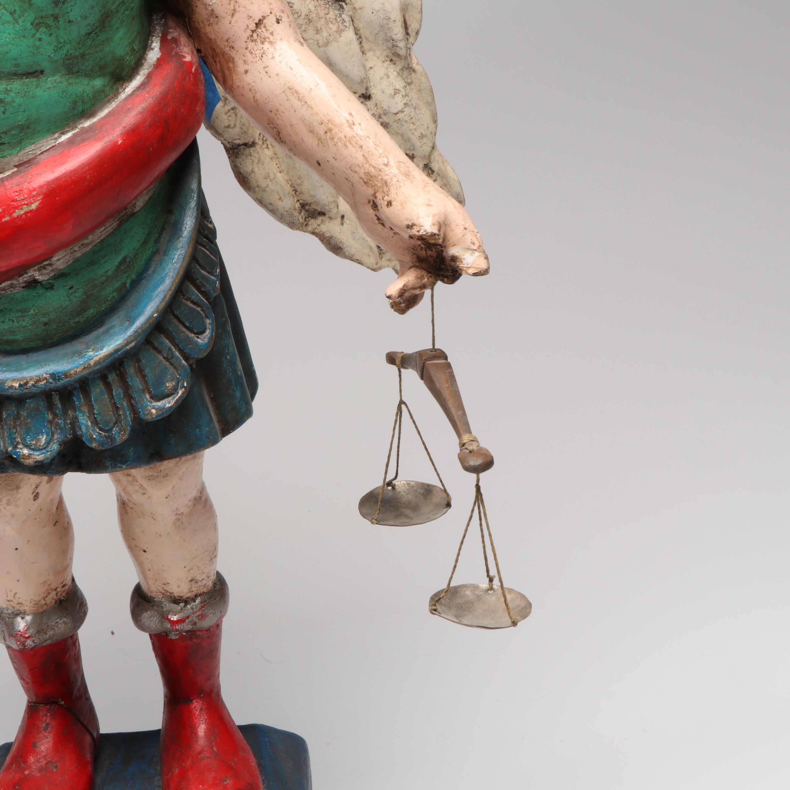 Spanish Style Carved Polychrome Wood Saint Expeditus Statue