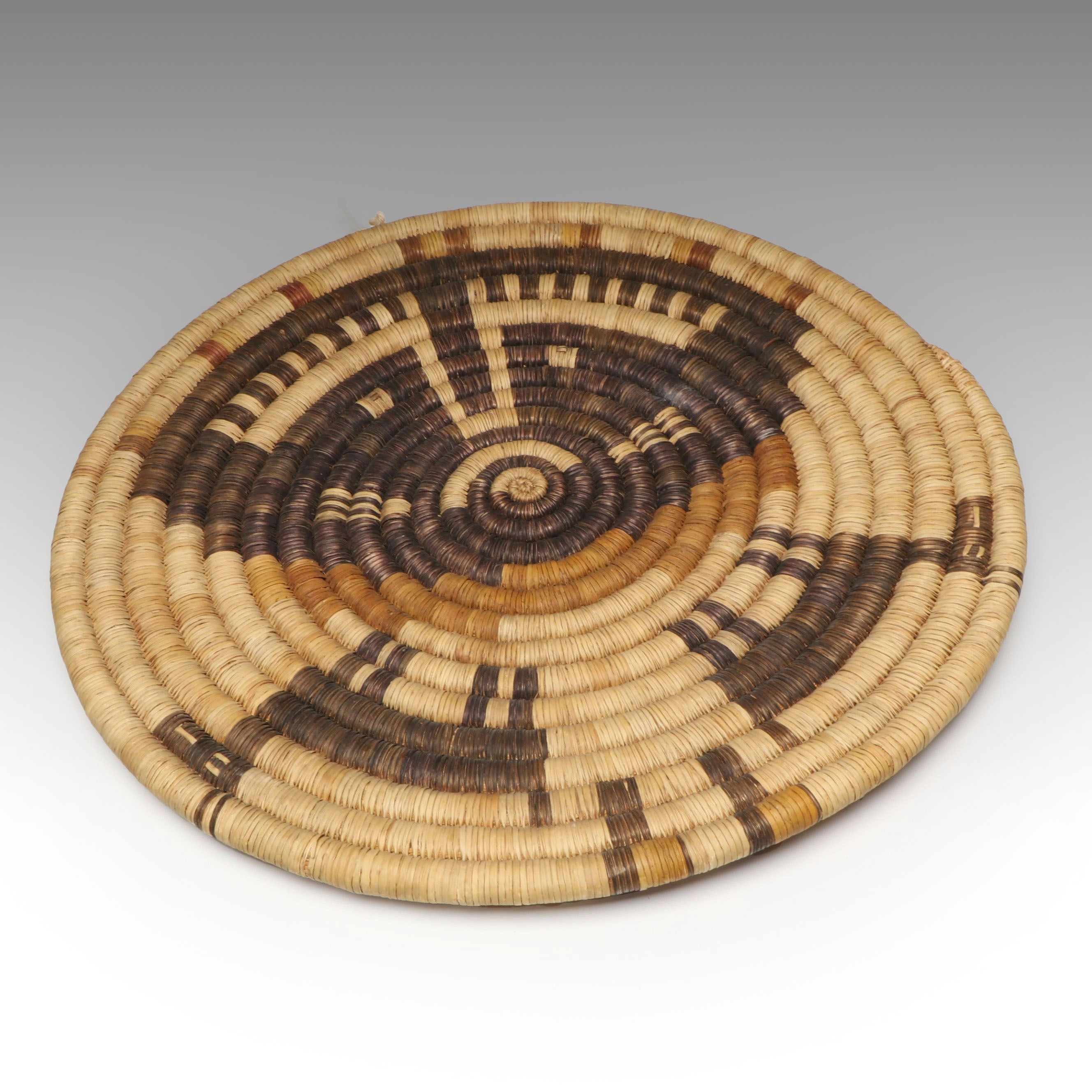 Hopi Handwoven Bear Grass Coiled Plaque, Early 20th Century
