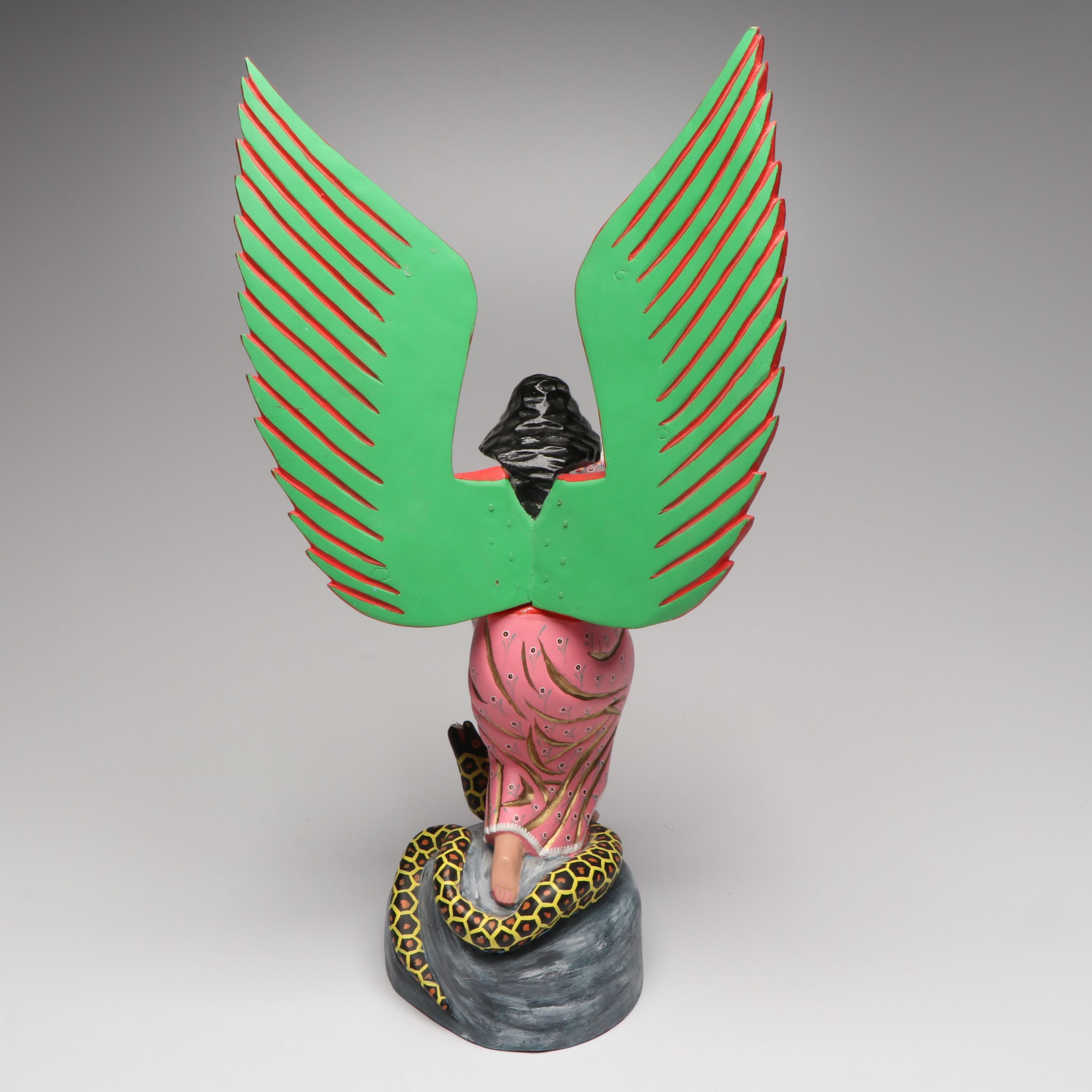 Mexican Folk Art Handcrafted Angel and Serpent Figurine