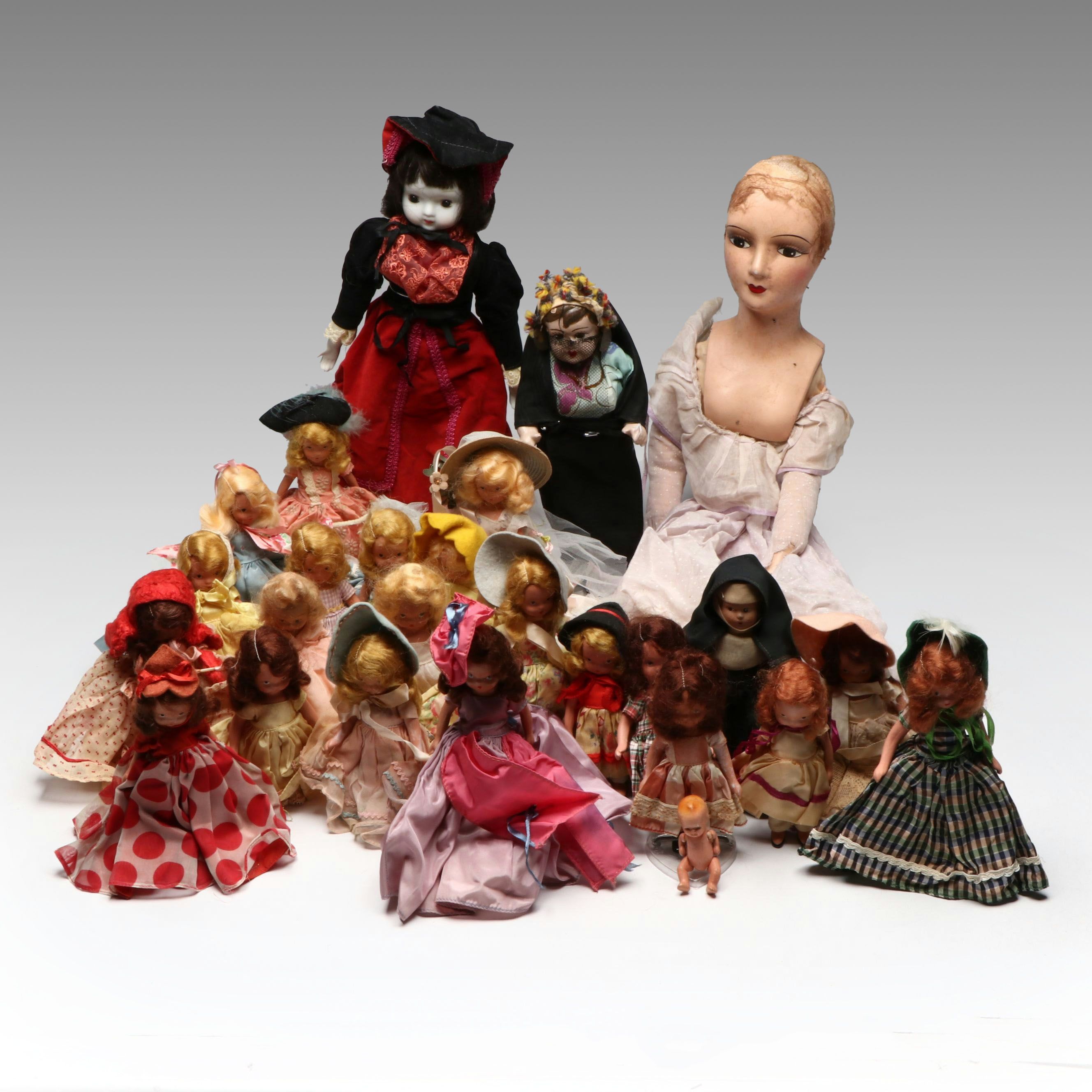 Antique Boudoir Doll with Knickerbocker, Nancy Ann and Other Vintage Dolls