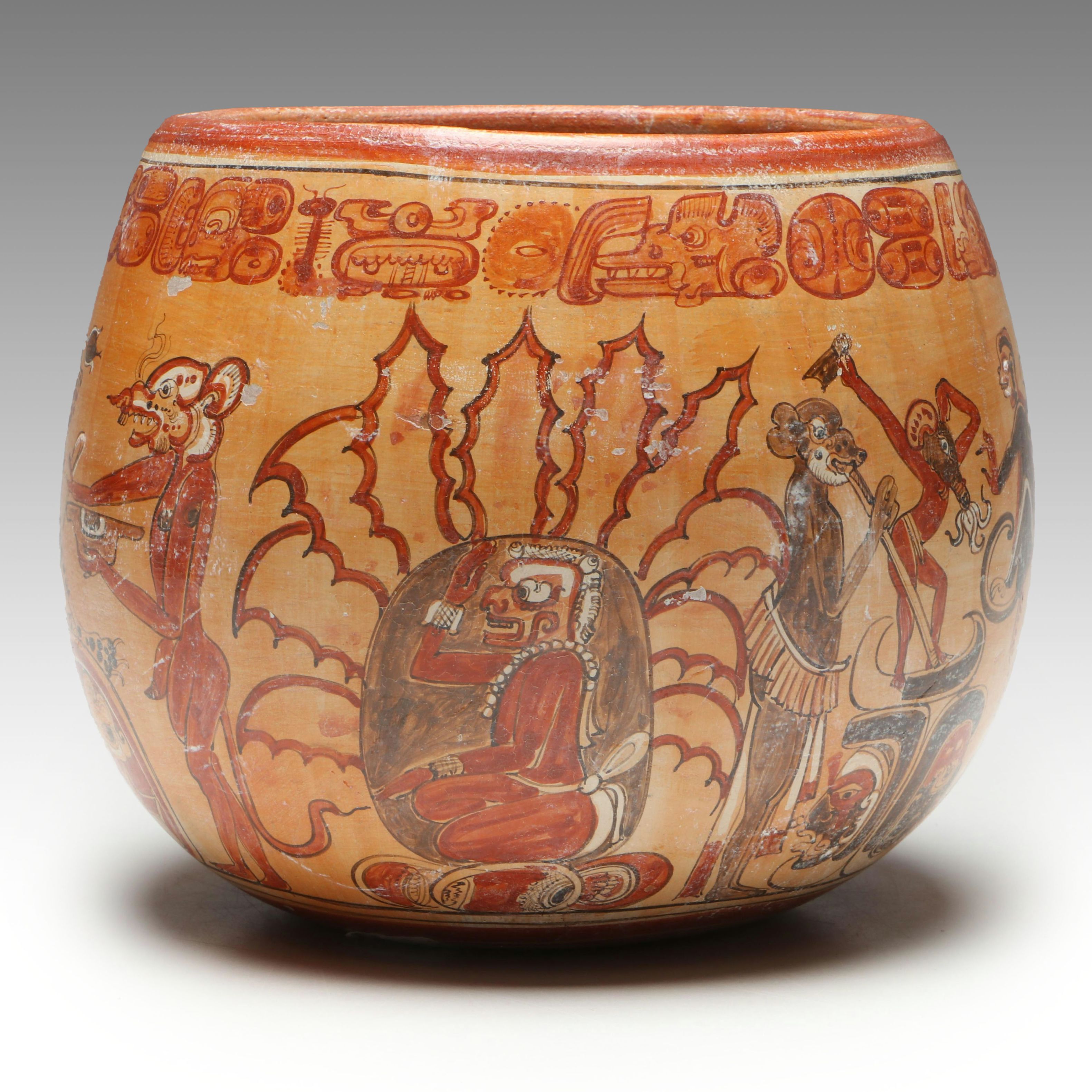 Patricia Martin Morales "Dioses Fumadores" Mayan Polychrome Ceramic Bowl