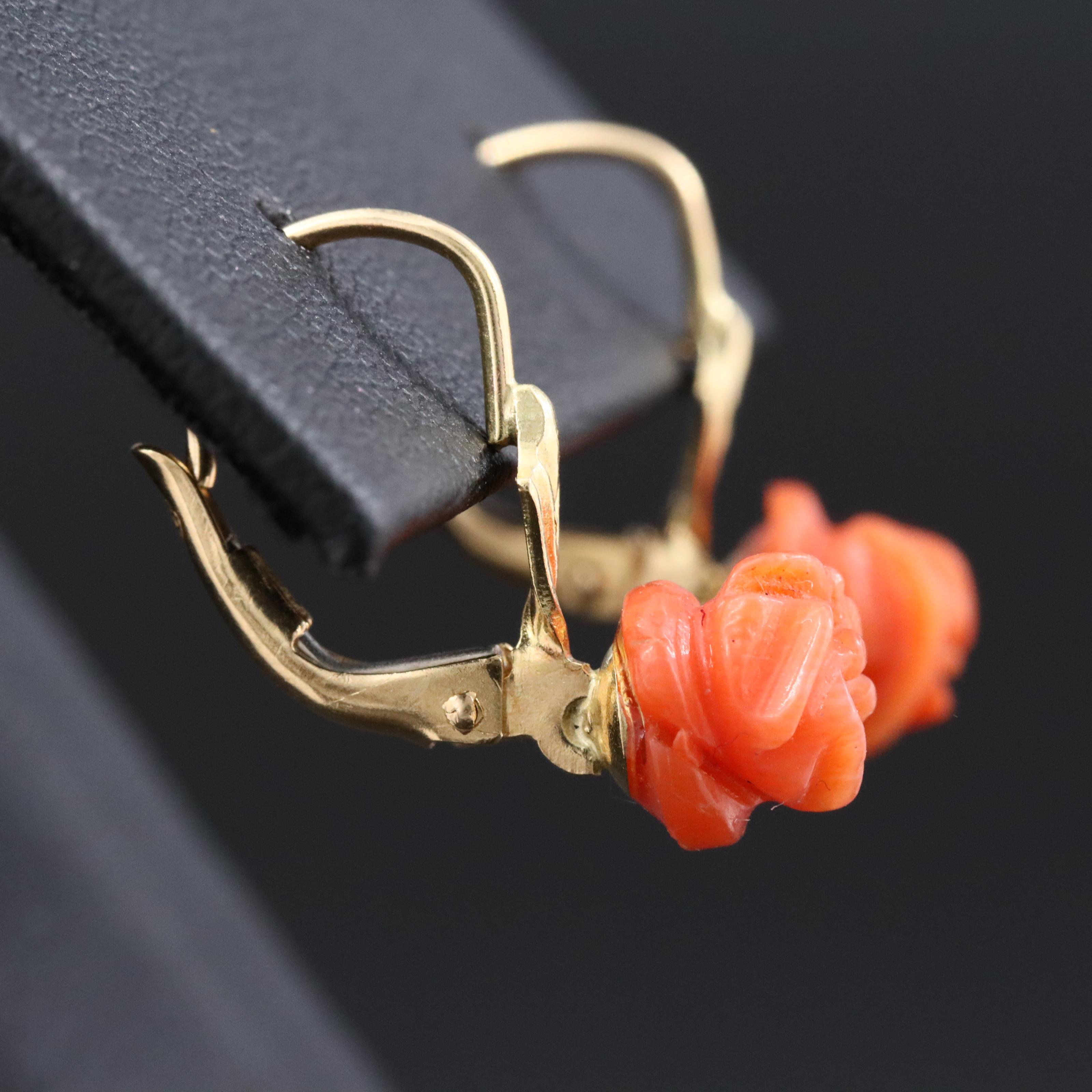 18K Coral Rosette Earrings